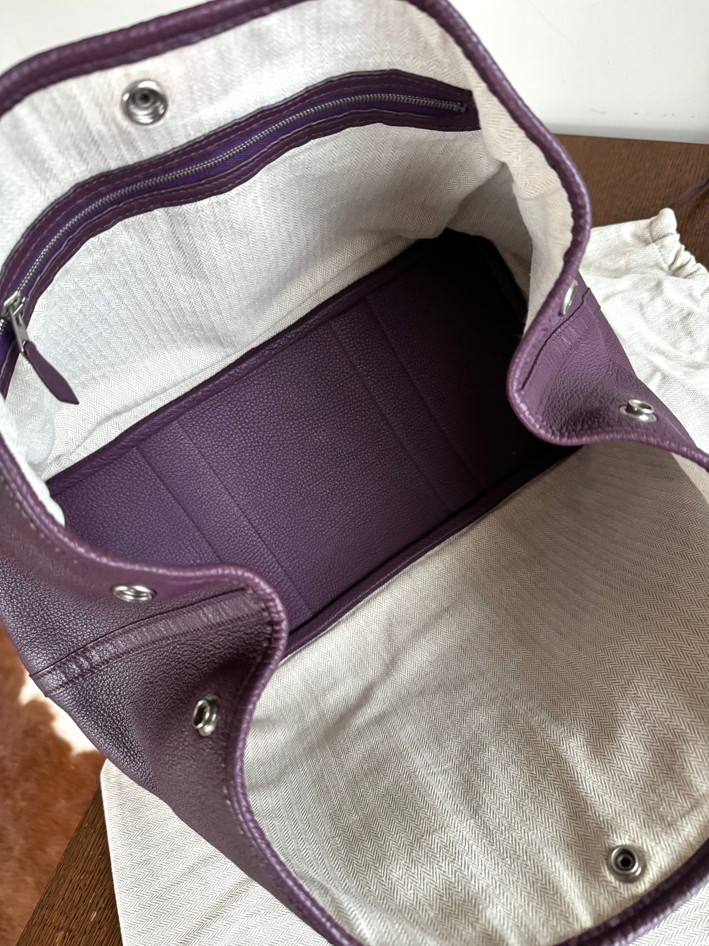 Pre-owned Hermès Garden Party 36 Purple Negonda Leather Tote Bag