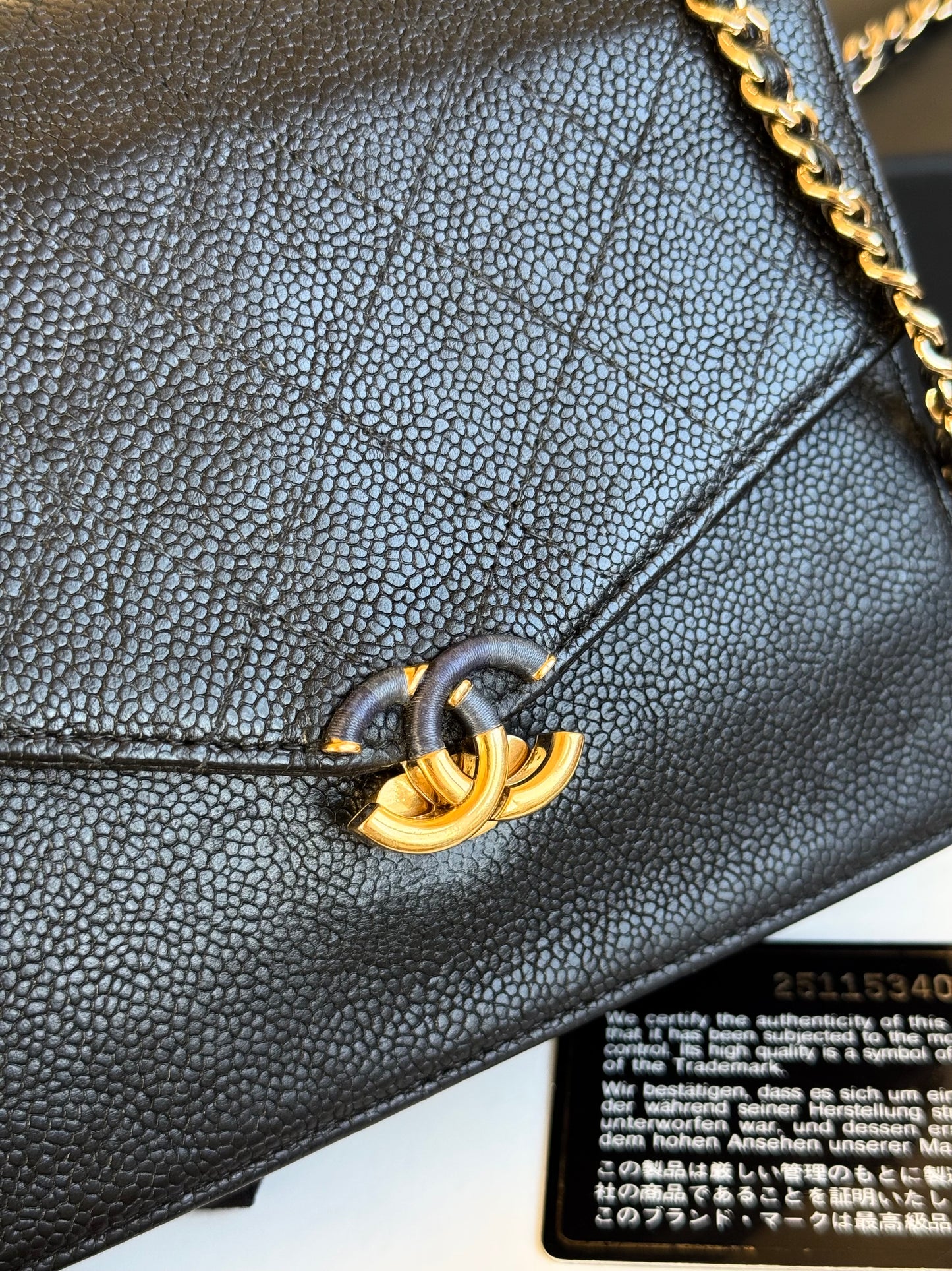 Pre-owned Chanel Thread Around Black Caviar WOC Bag