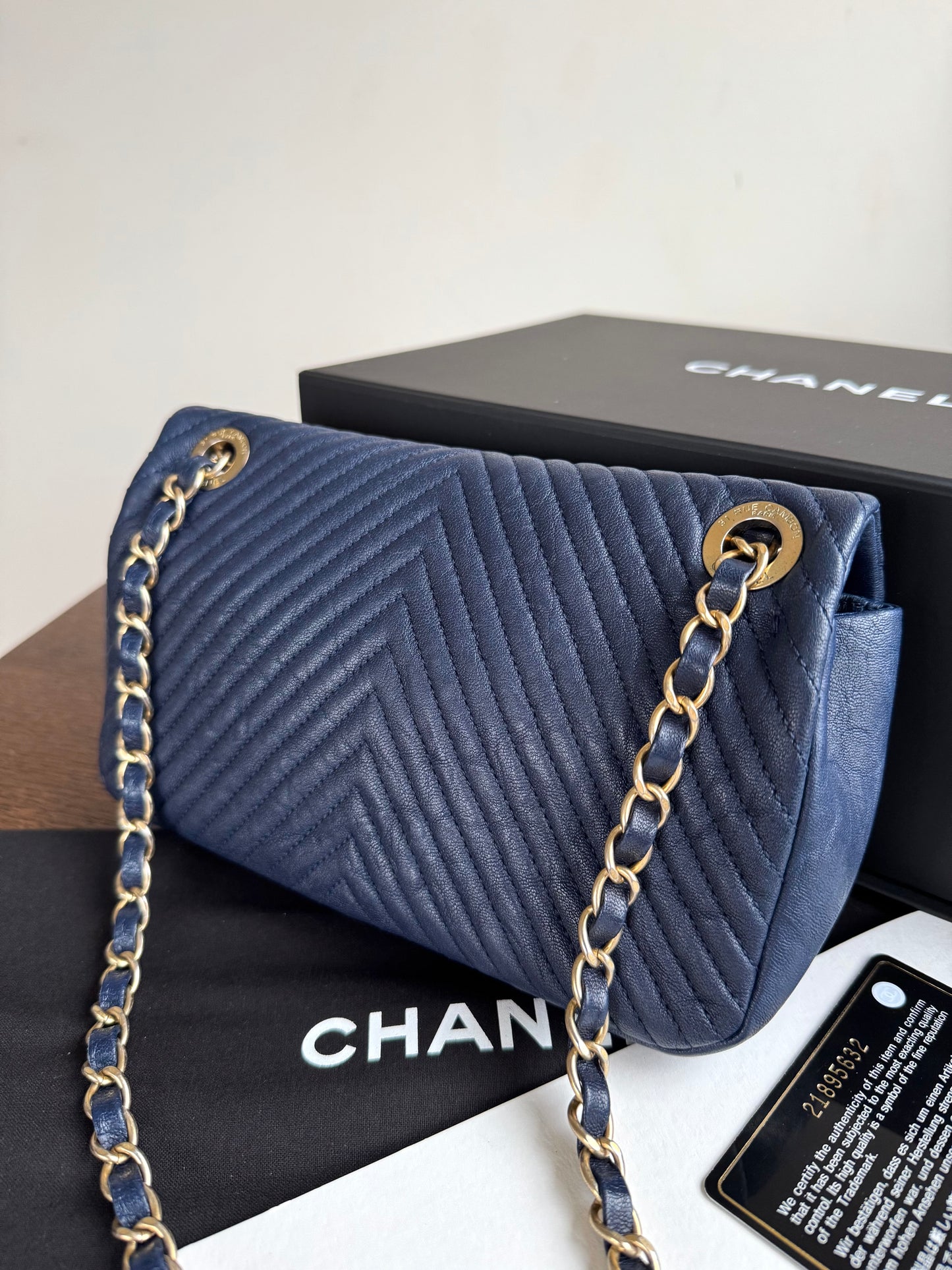 Pre-owned Chanel Timeless Classic Mini Rectangle Navy Calfskin Flap Bag