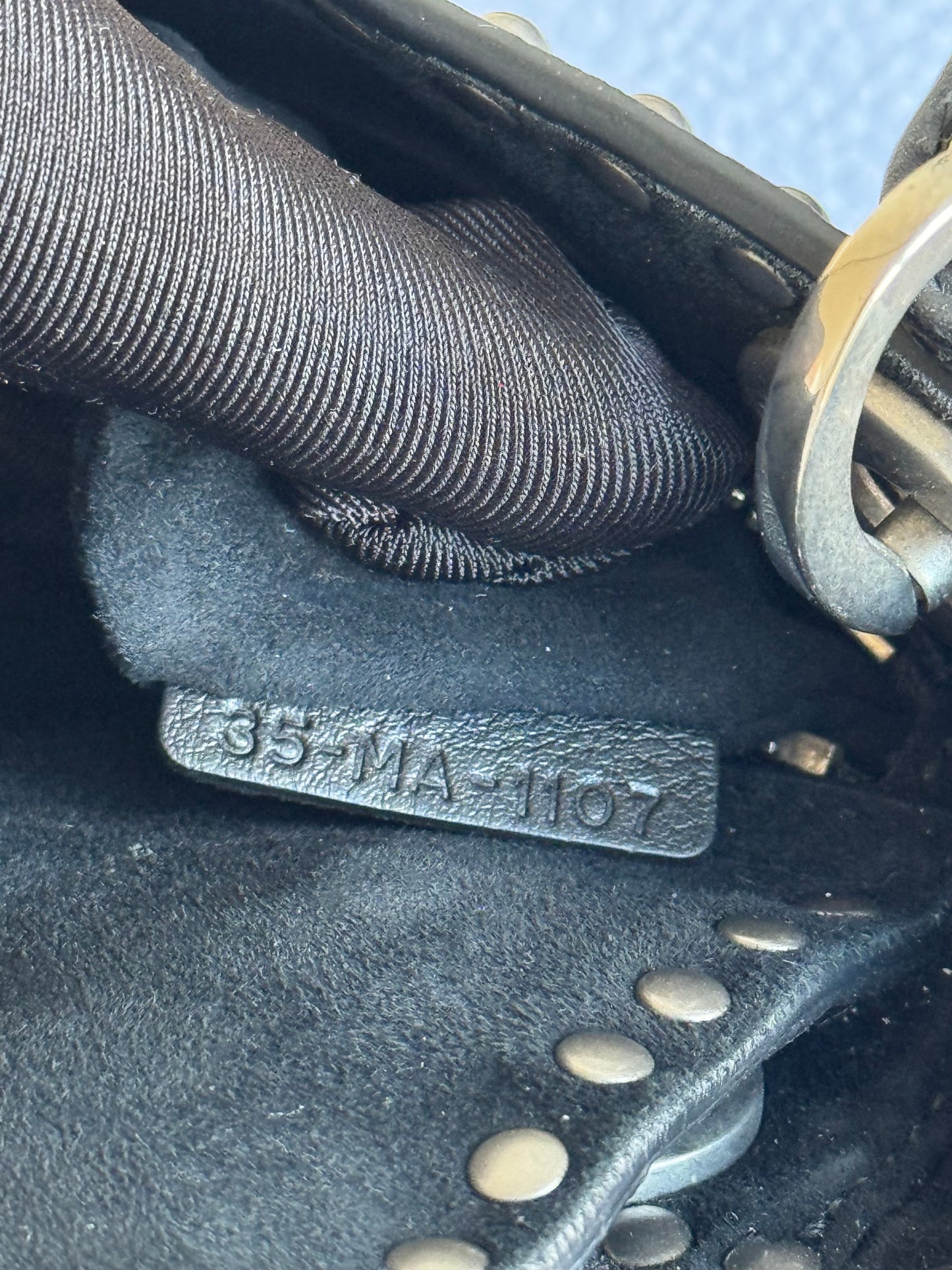 Pre-owned Dior Lady Dior Mini Studded Blacked Aged Calfskin Bag Limited Edition