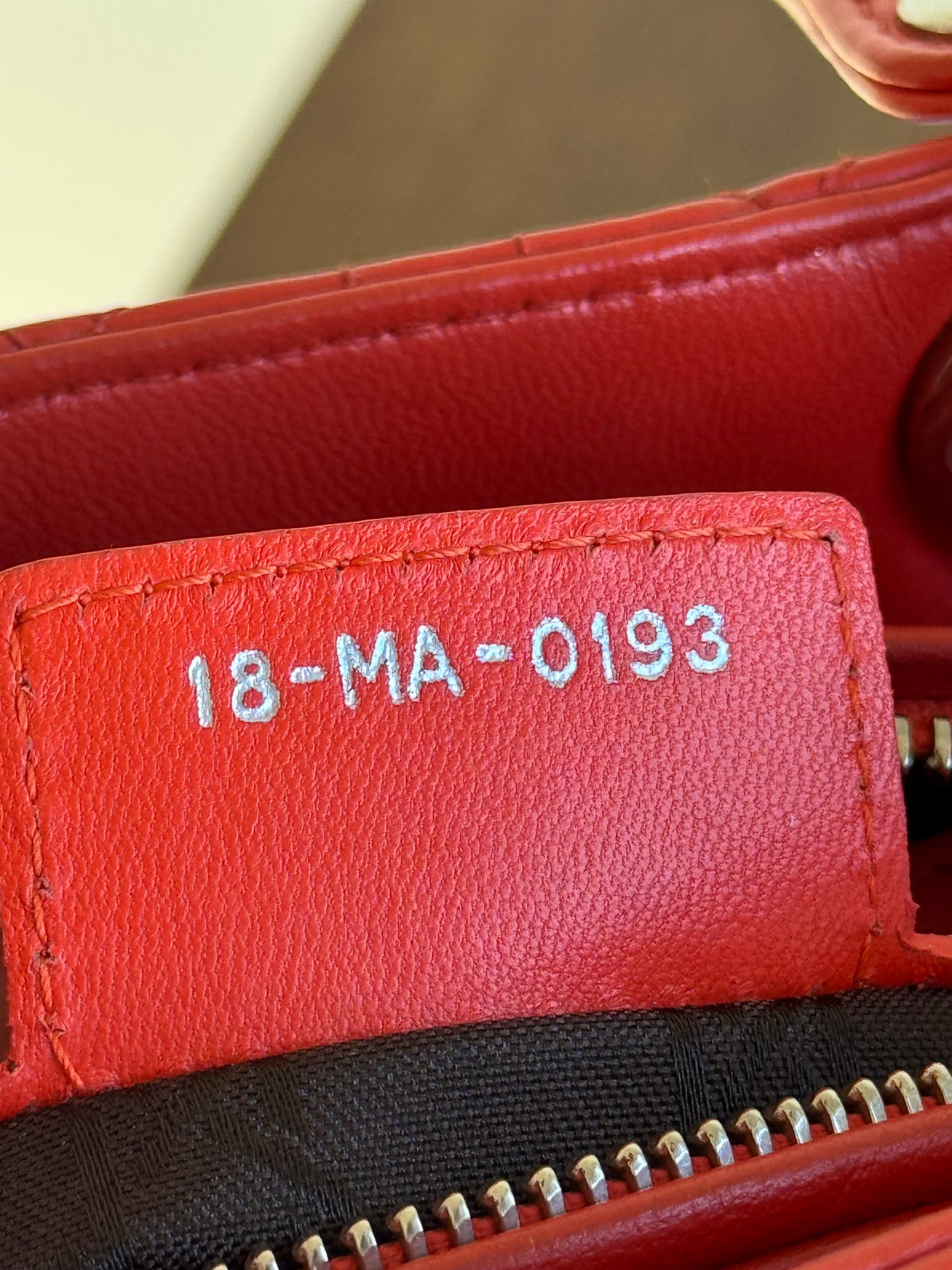 Pre-owned Dior Lady Dior Medium Orange Lambskin Bag