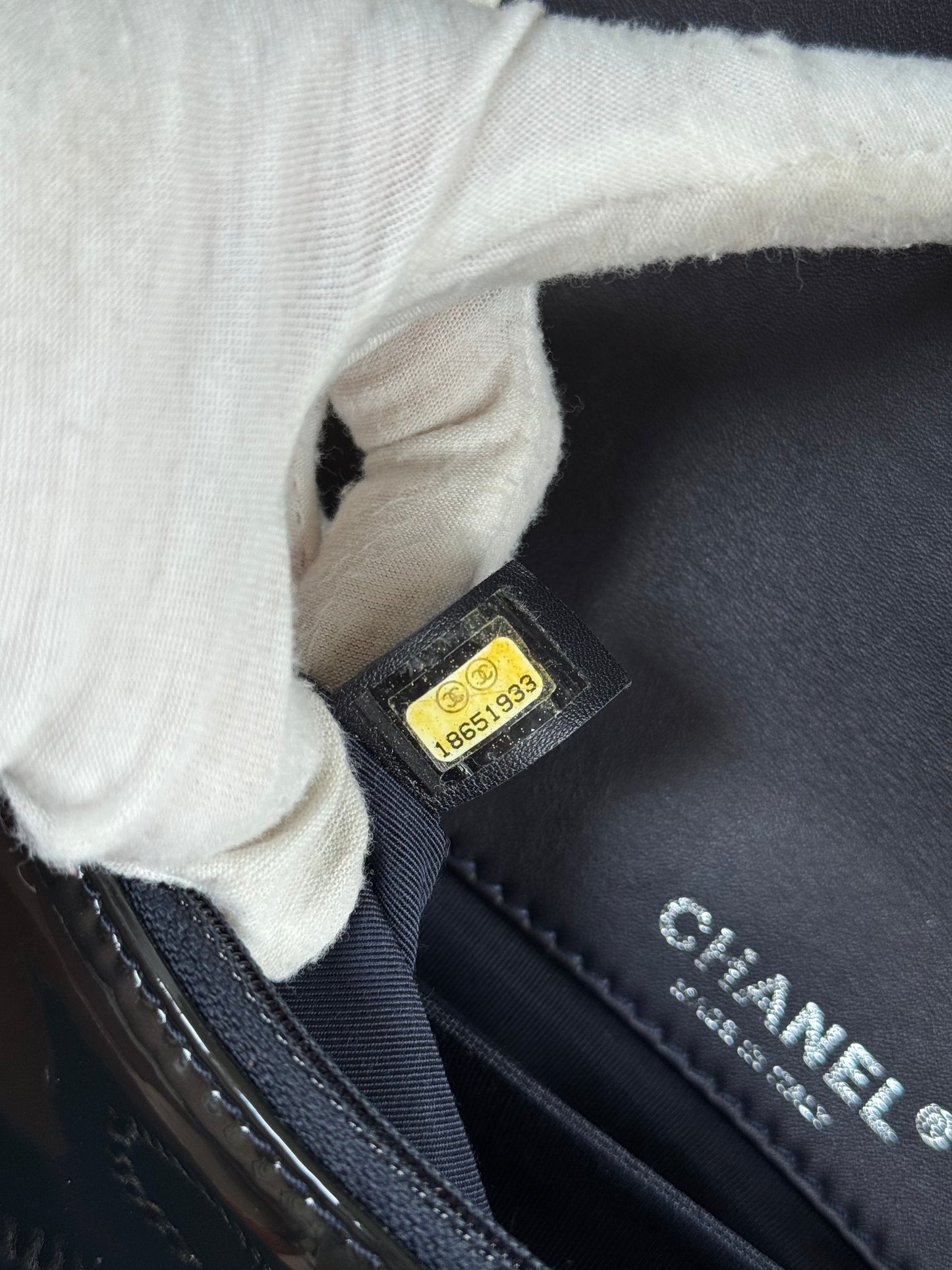 Pre-owned Chanel Boy WOC Black Patent Leather Flap Bag