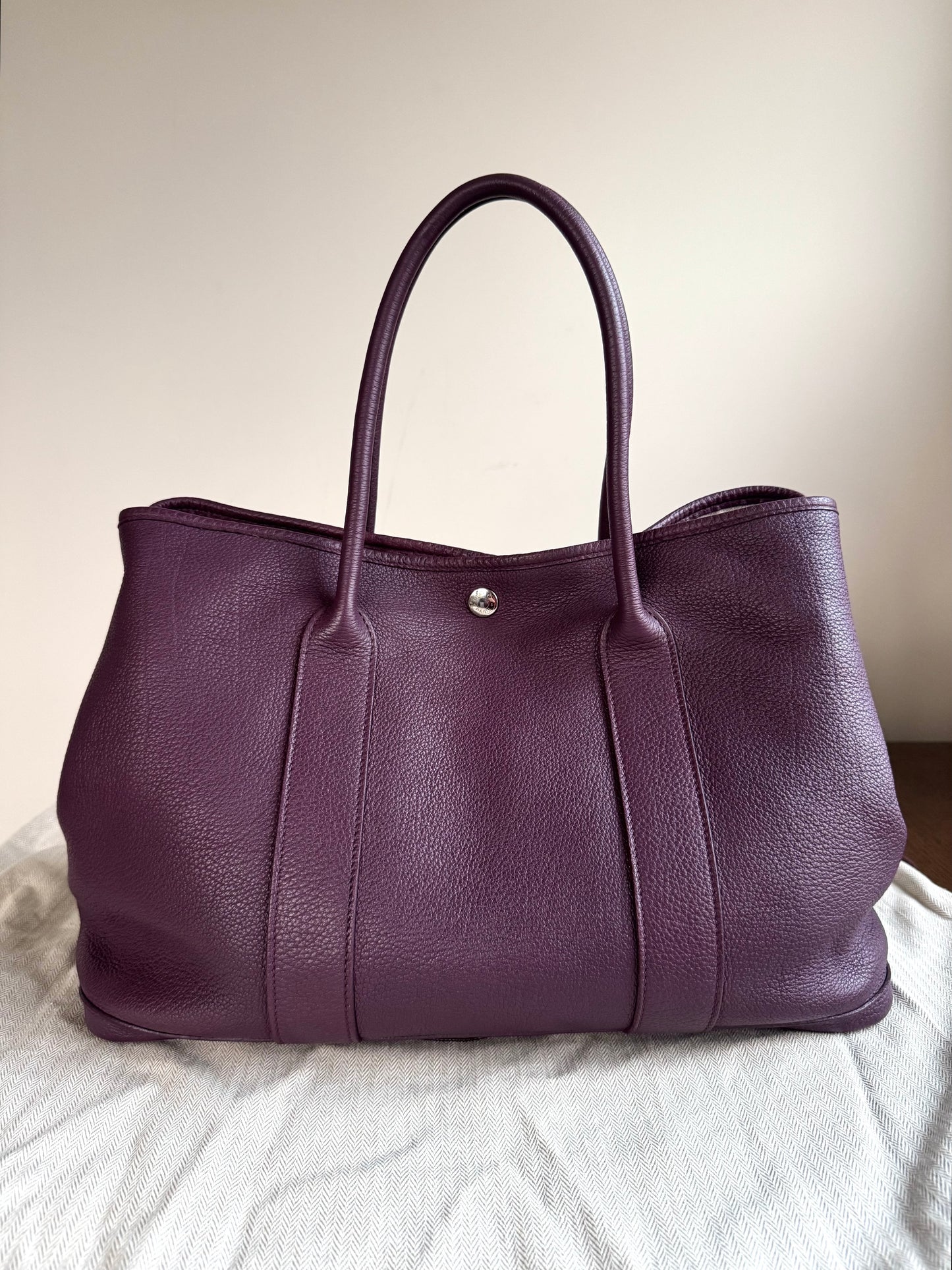 Pre-owned Hermès Garden Party 36 Purple Negonda Leather Tote Bag