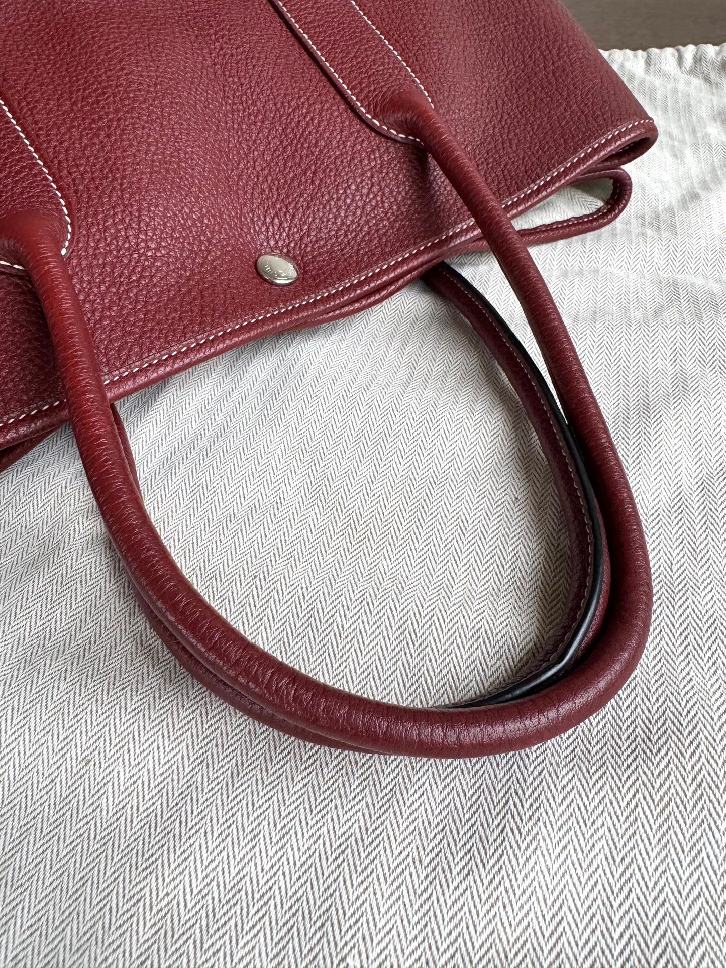 Pre-owned Hermès Garden Party 36 Burgundy Negonda Leather Tote Bag