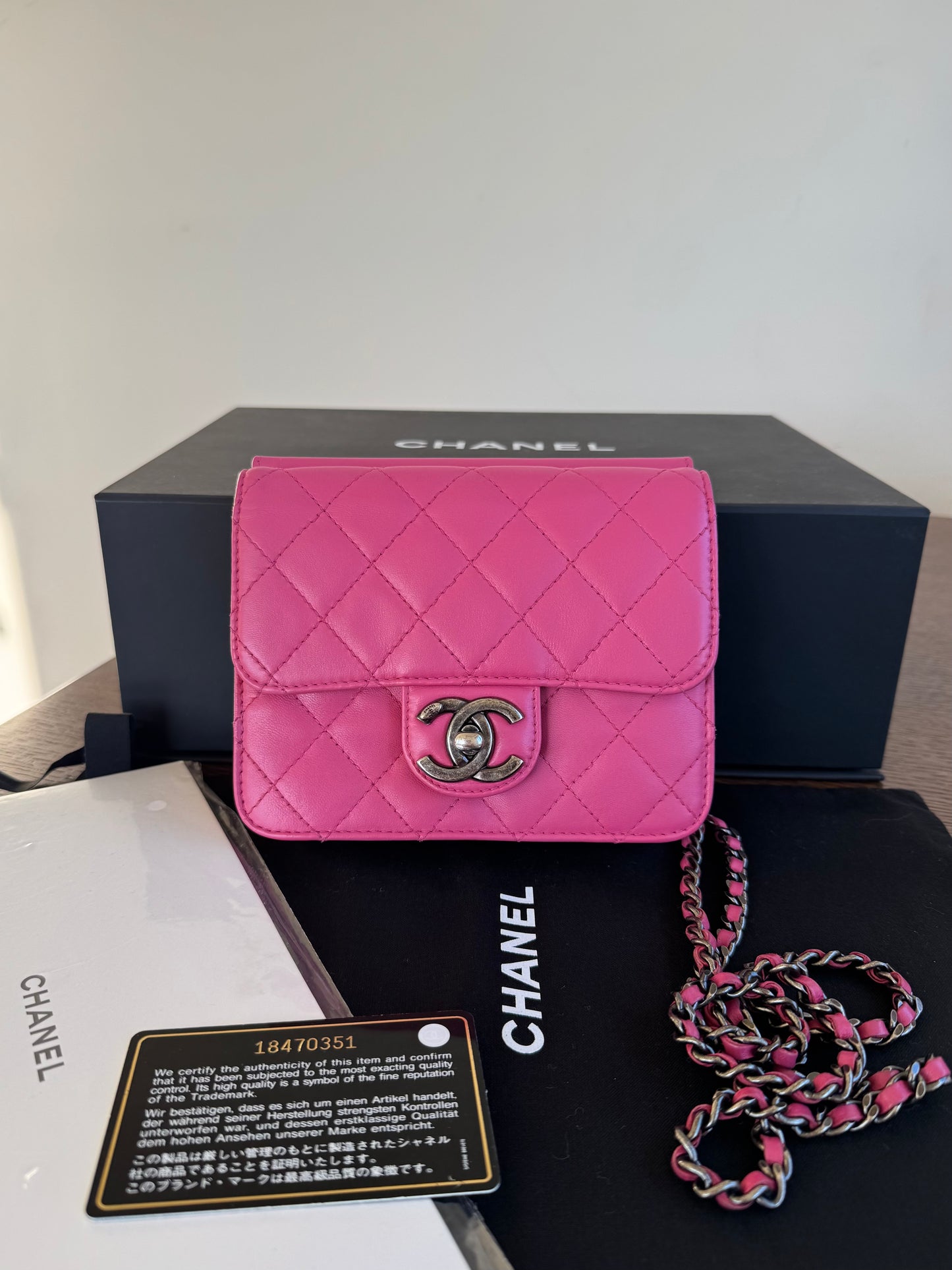 Pre-owned Chanel Crossing Time Mini Pink Leather Flap Bag