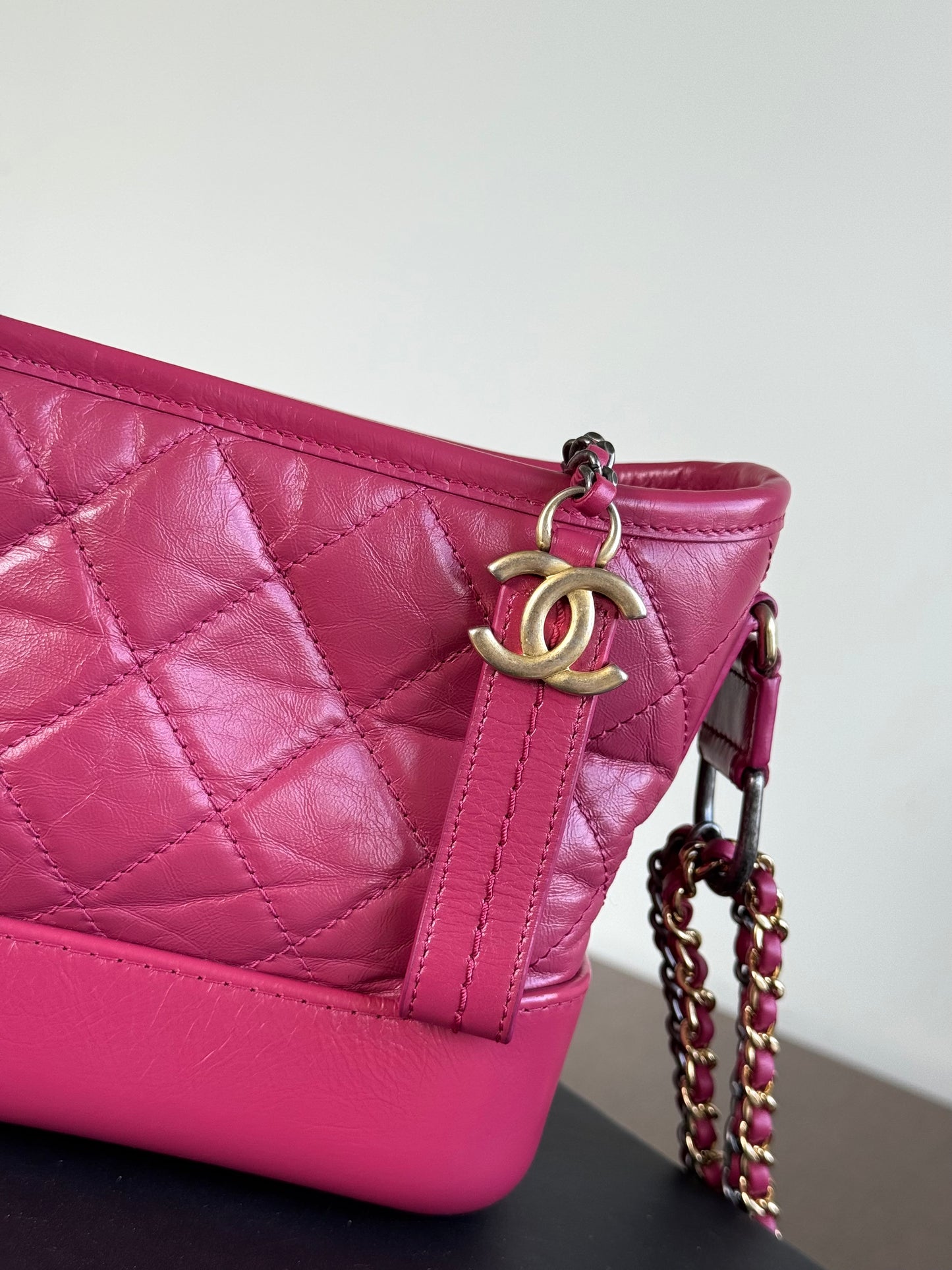 Pre-owned Chanel Gabrielle Small Rose Calfskin Hobo Bag