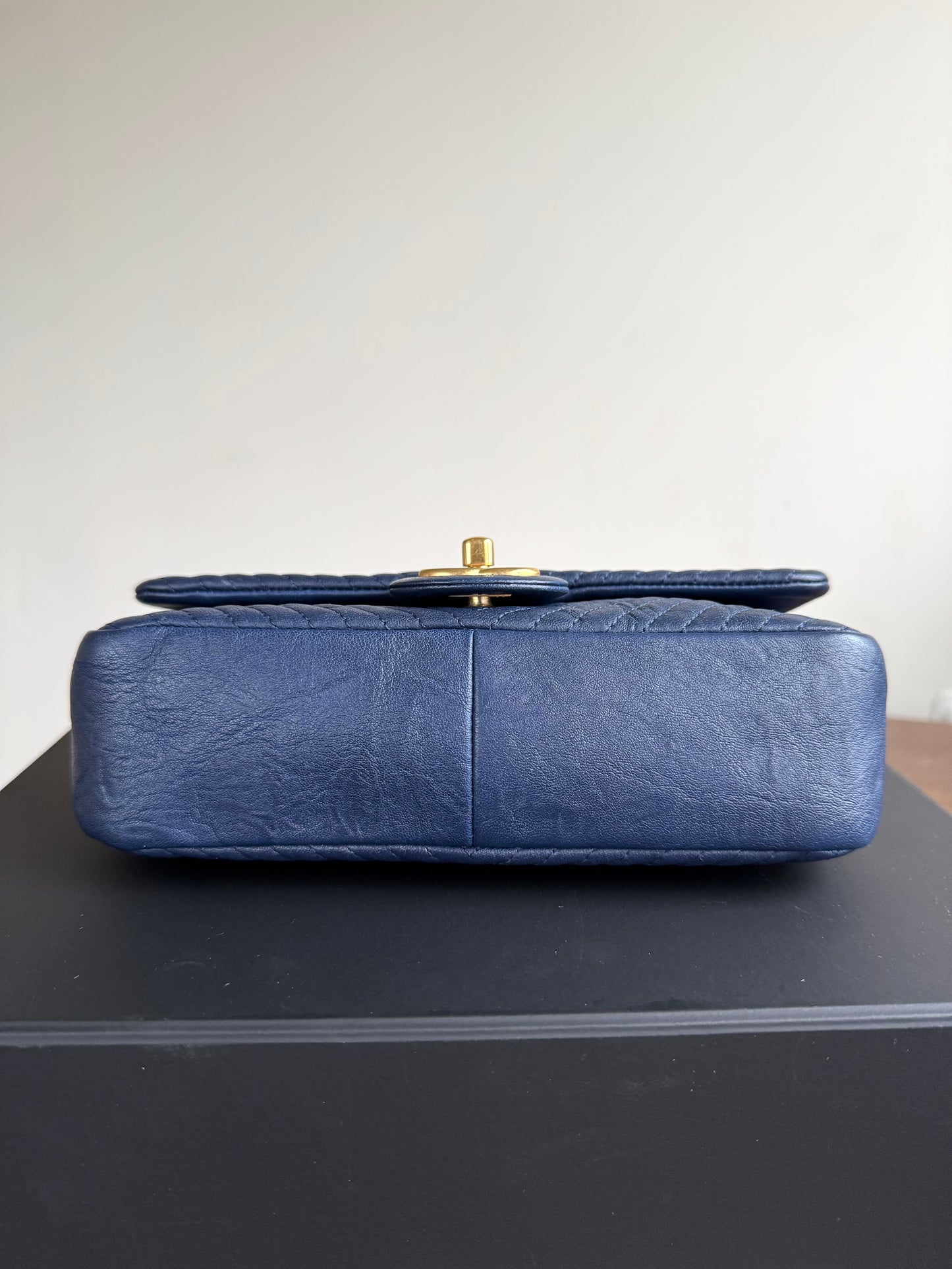 Pre-owned Chanel Timeless Classic Mini Rectangle Navy Calfskin Flap Bag