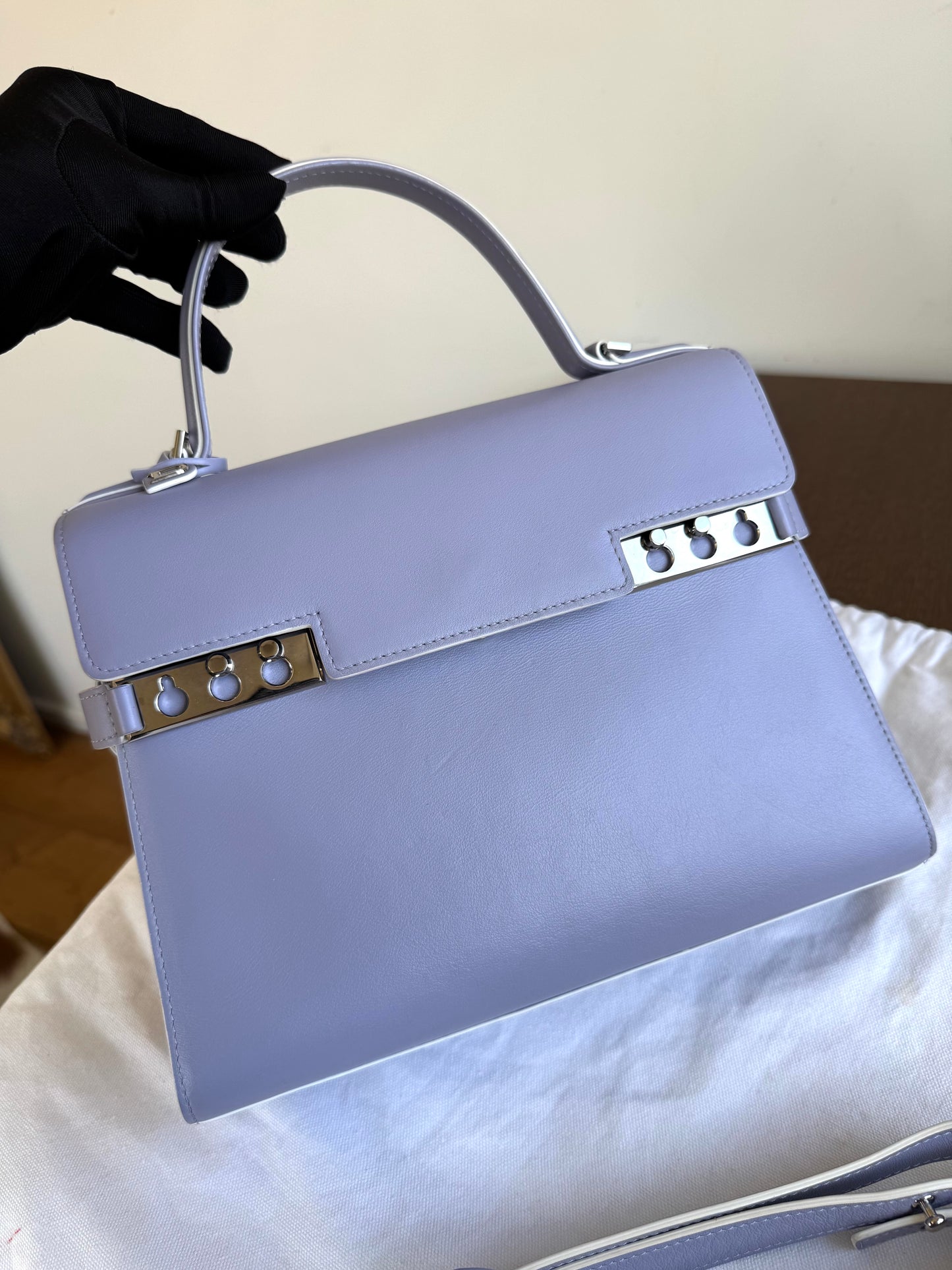 Pre-owned Delvaux Tempête MM Lavender Leather Bag