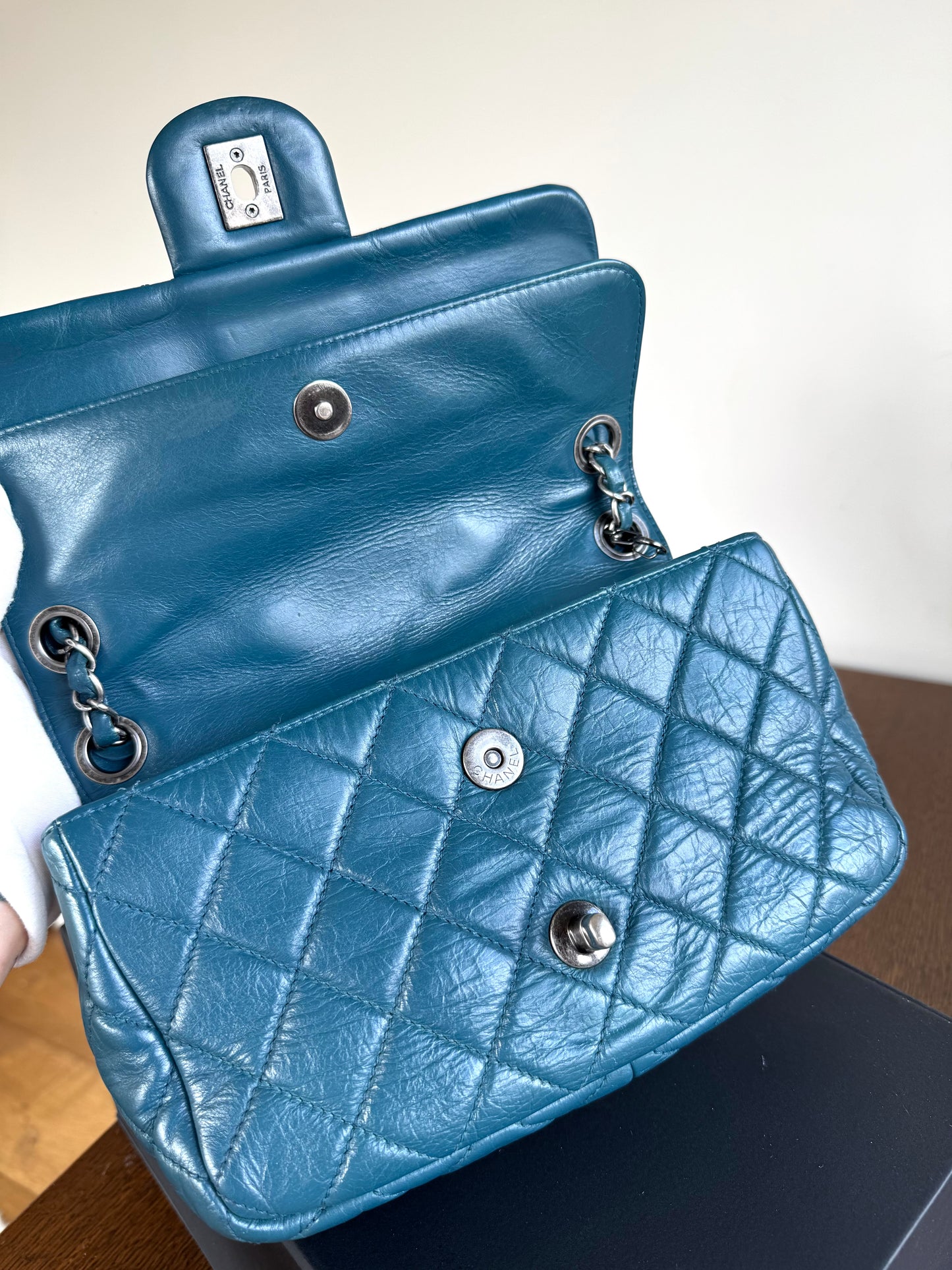 Pre-owned Chanel Paris-Dallas CC Blue Aged Calfskin Double Flap Bag