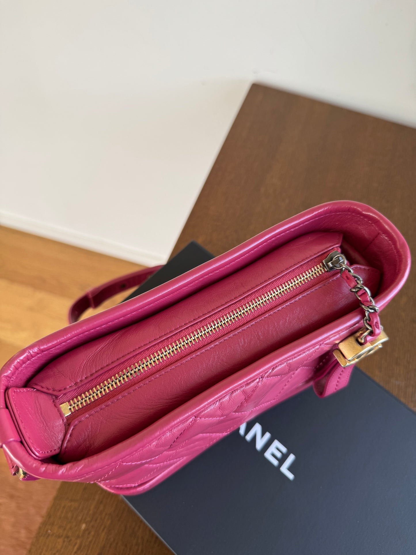 Pre-owned Chanel Gabrielle Small Rose Calfskin Hobo Bag