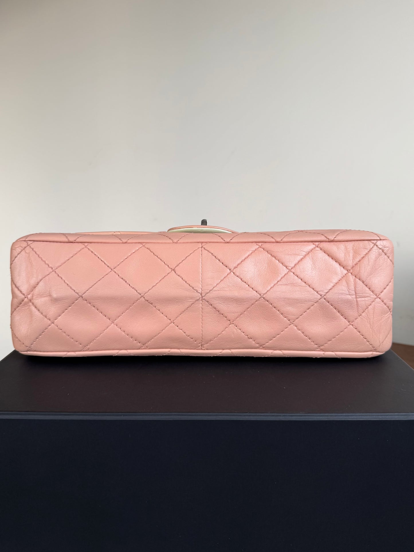 Pre-owned Chanel 2.55 Maxi 227 Rose Mint Lambskin Flap Bag