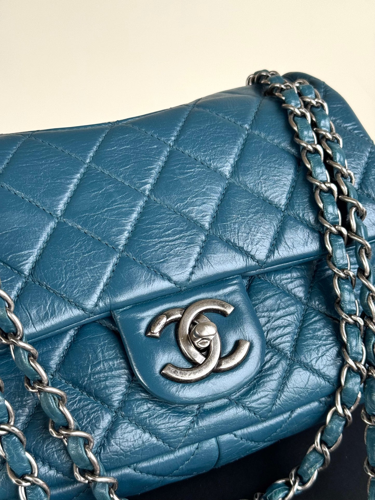 Pre-owned Chanel Paris-Dallas CC Blue Aged Calfskin Double Flap Bag