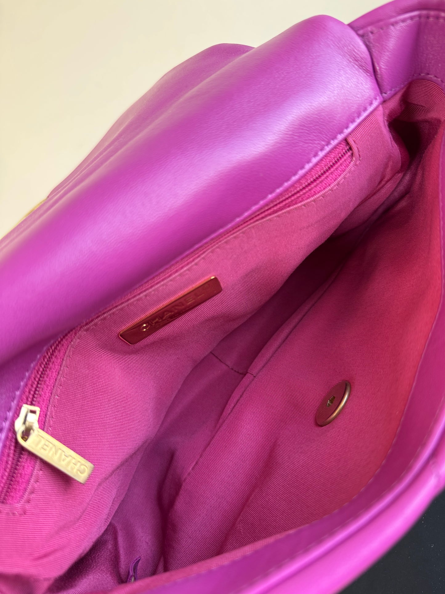 Pre-owned Chanel 19 Small Purple Lambskin Flap Bag