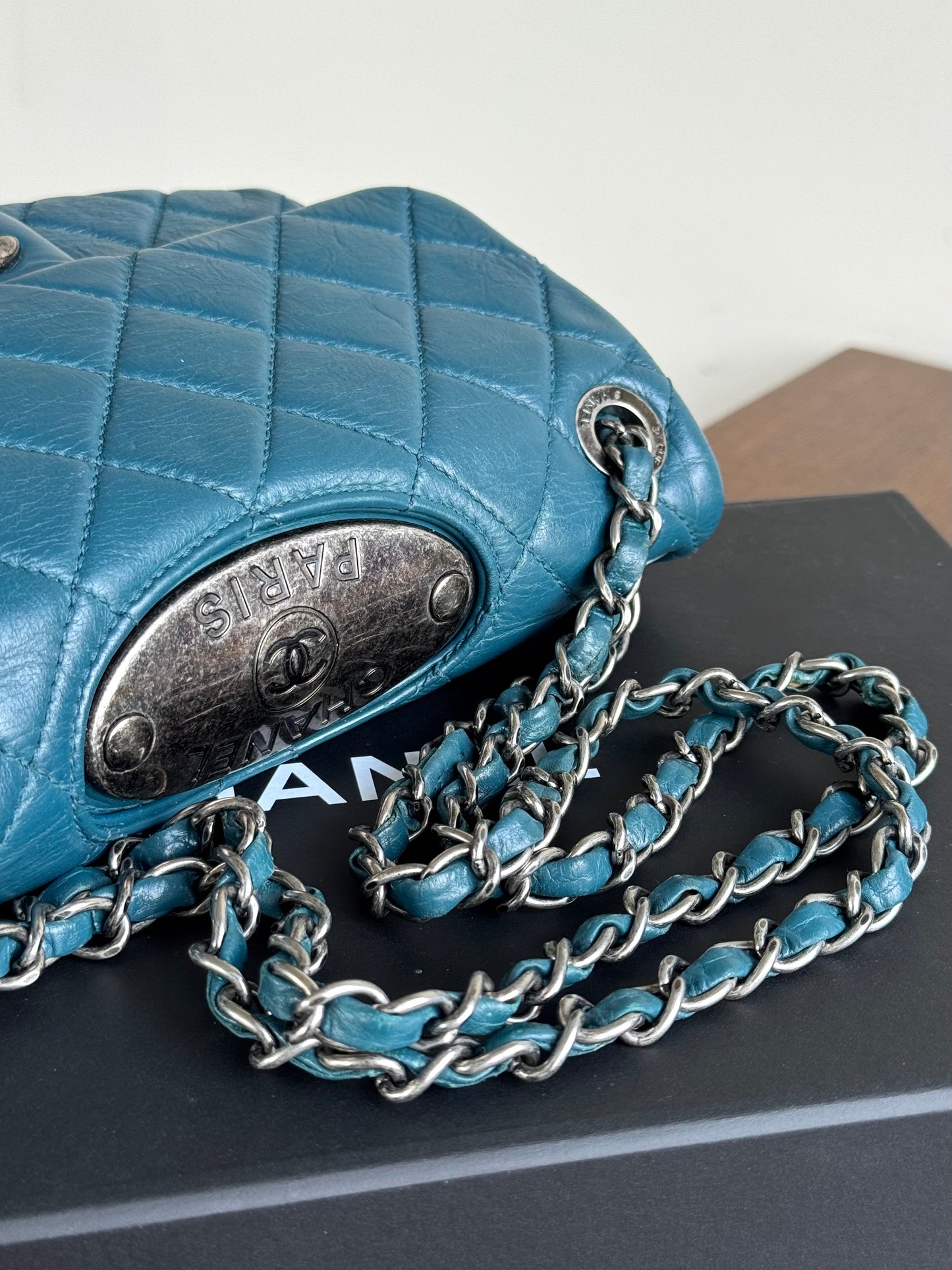 Pre-owned Chanel Paris-Dallas CC Blue Aged Calfskin Double Flap Bag