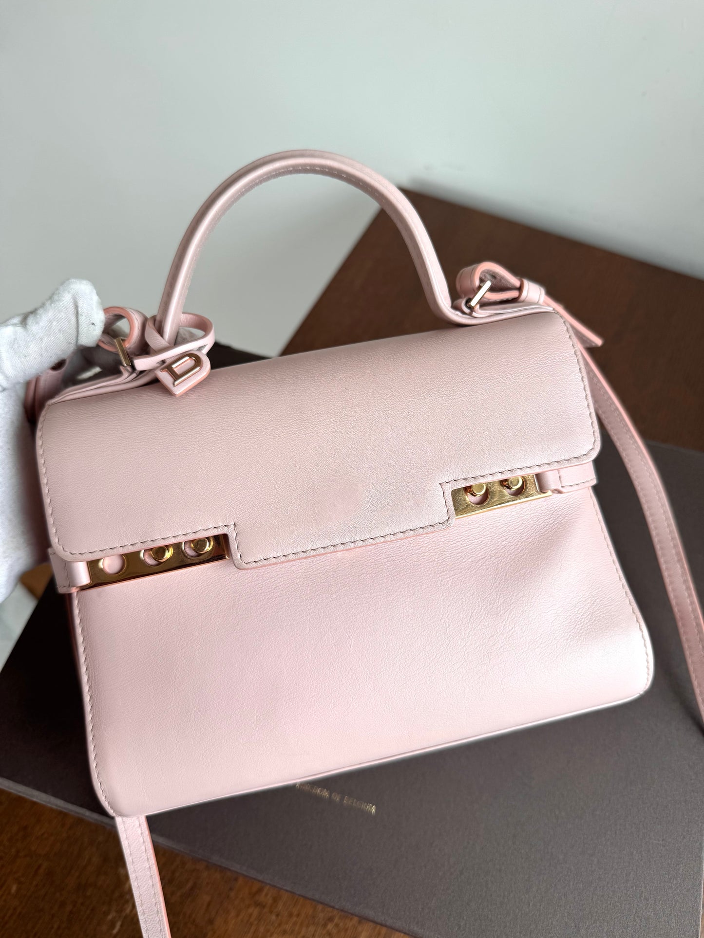 Pre-owned Delvaux Tempête PM Nude Rose Calfskin Bag