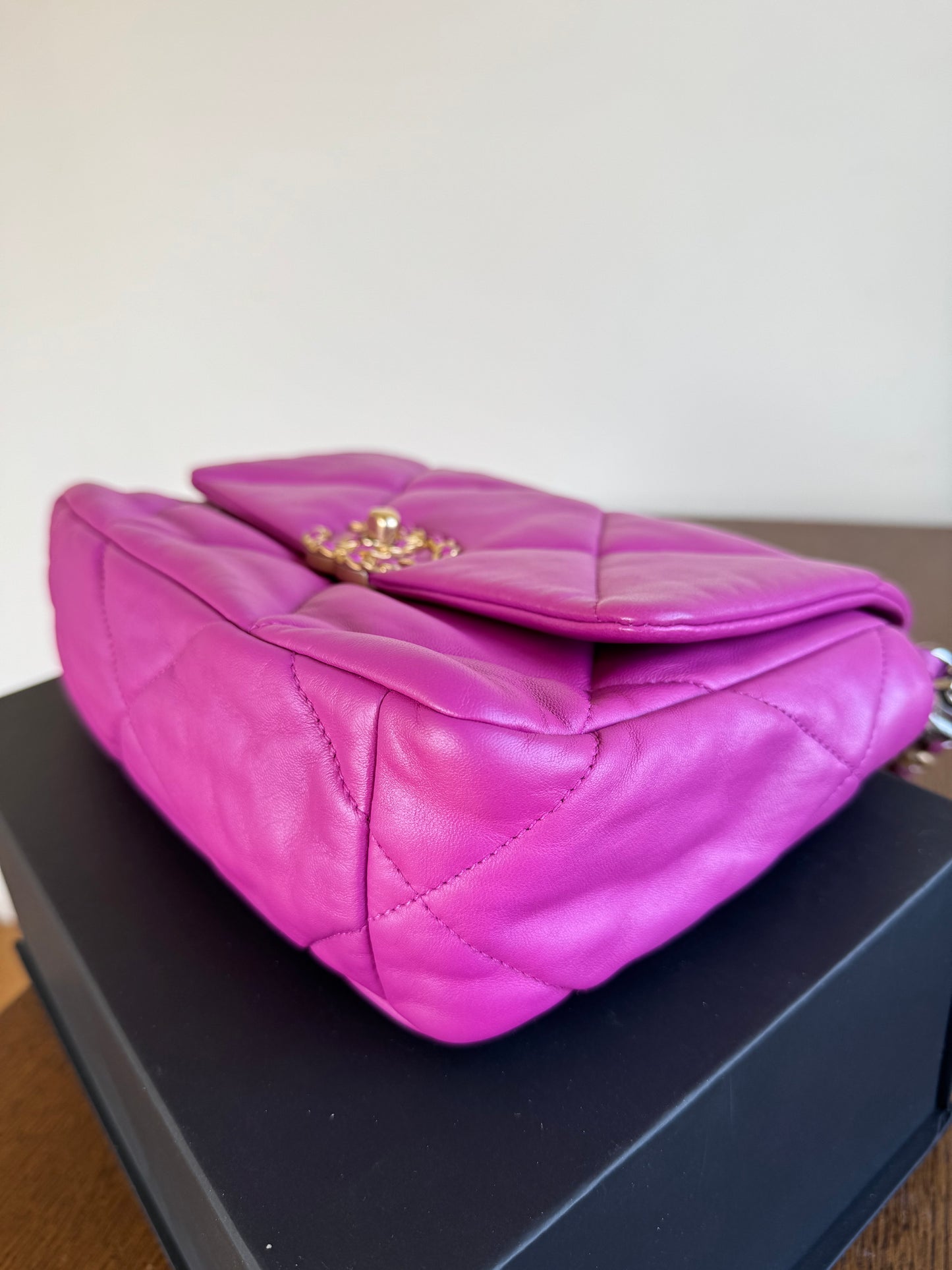 Pre-owned Chanel 19 Small Purple Lambskin Flap Bag