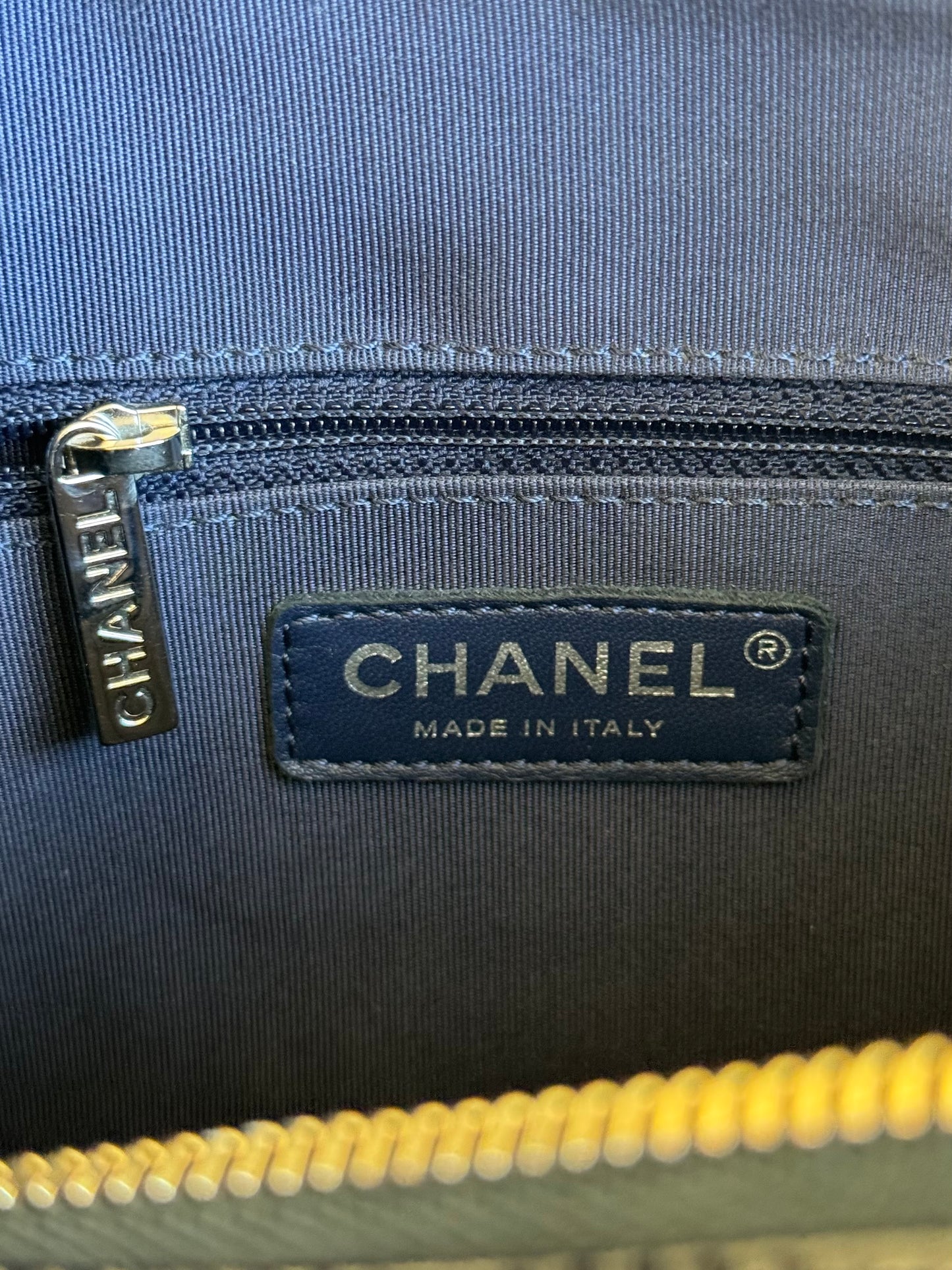 Pre-owned Chanel Gabrielle Medium PVC Tweed Navy Hobo Bag