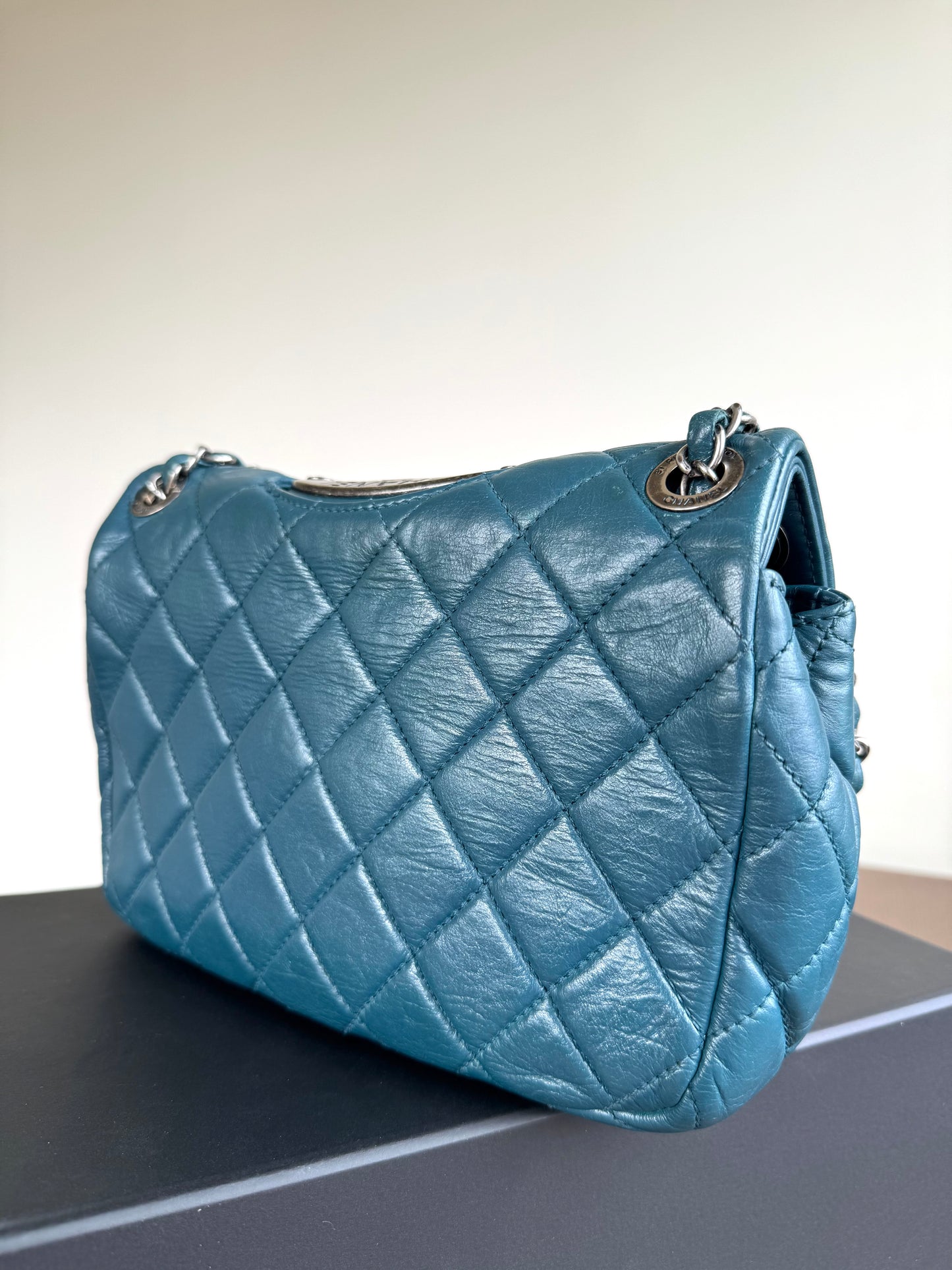Pre-owned Chanel Paris-Dallas CC Blue Aged Calfskin Double Flap Bag