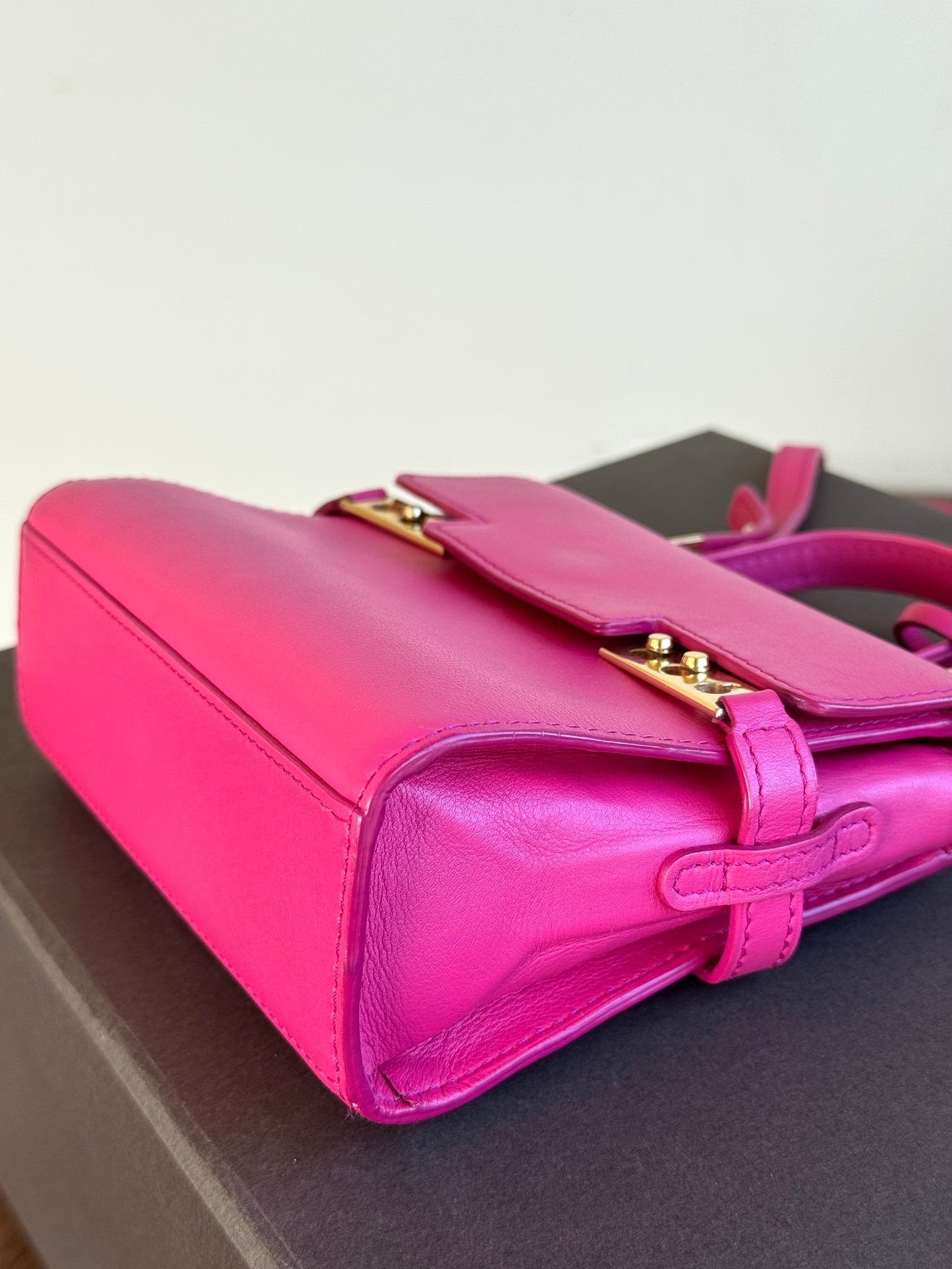 Pre-owned Delvaux Tempête Micro Pink Calfskin Bag