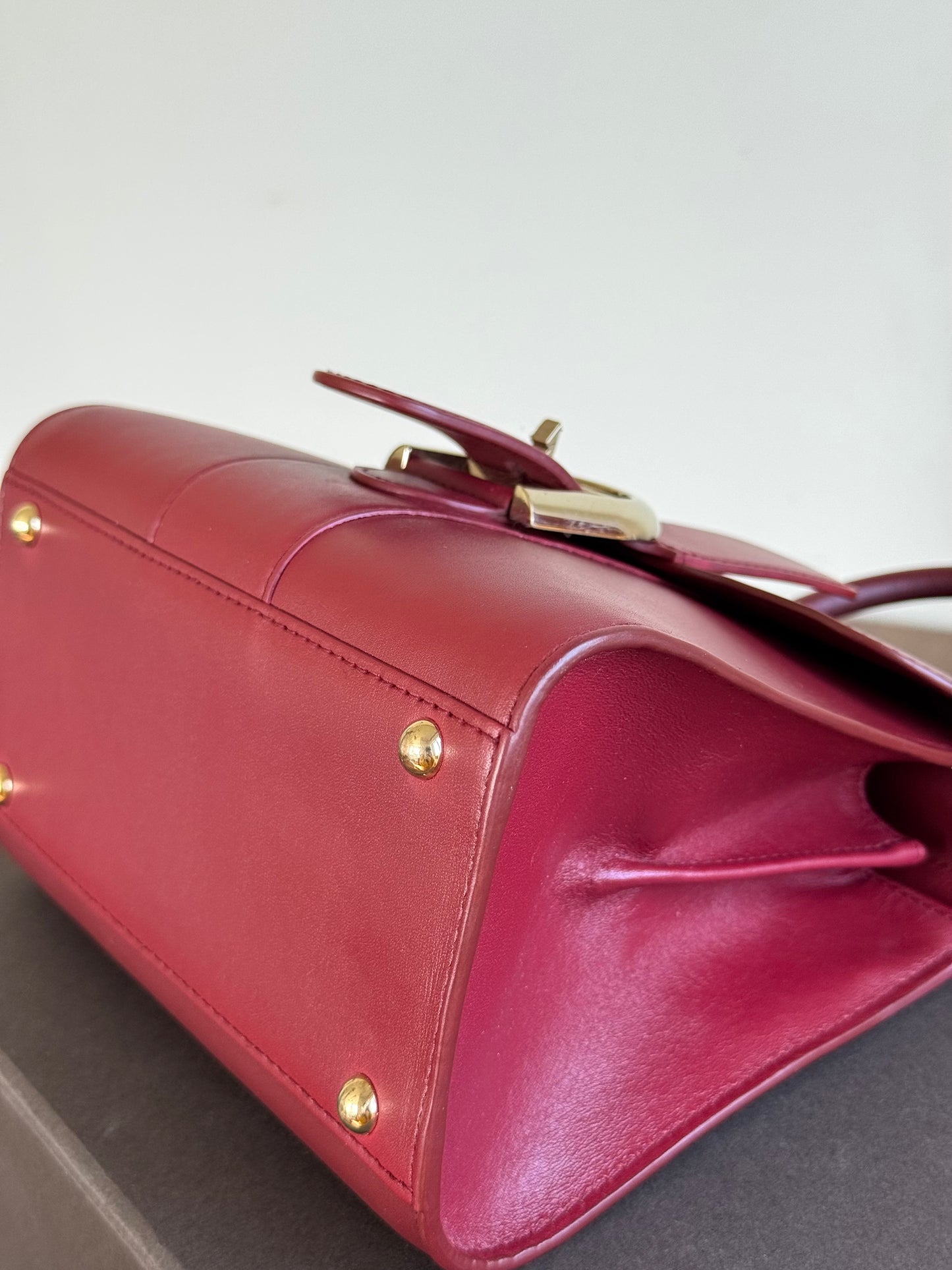 Pre-owned Delvaux Brillant Mini Burgundy Leather Bag