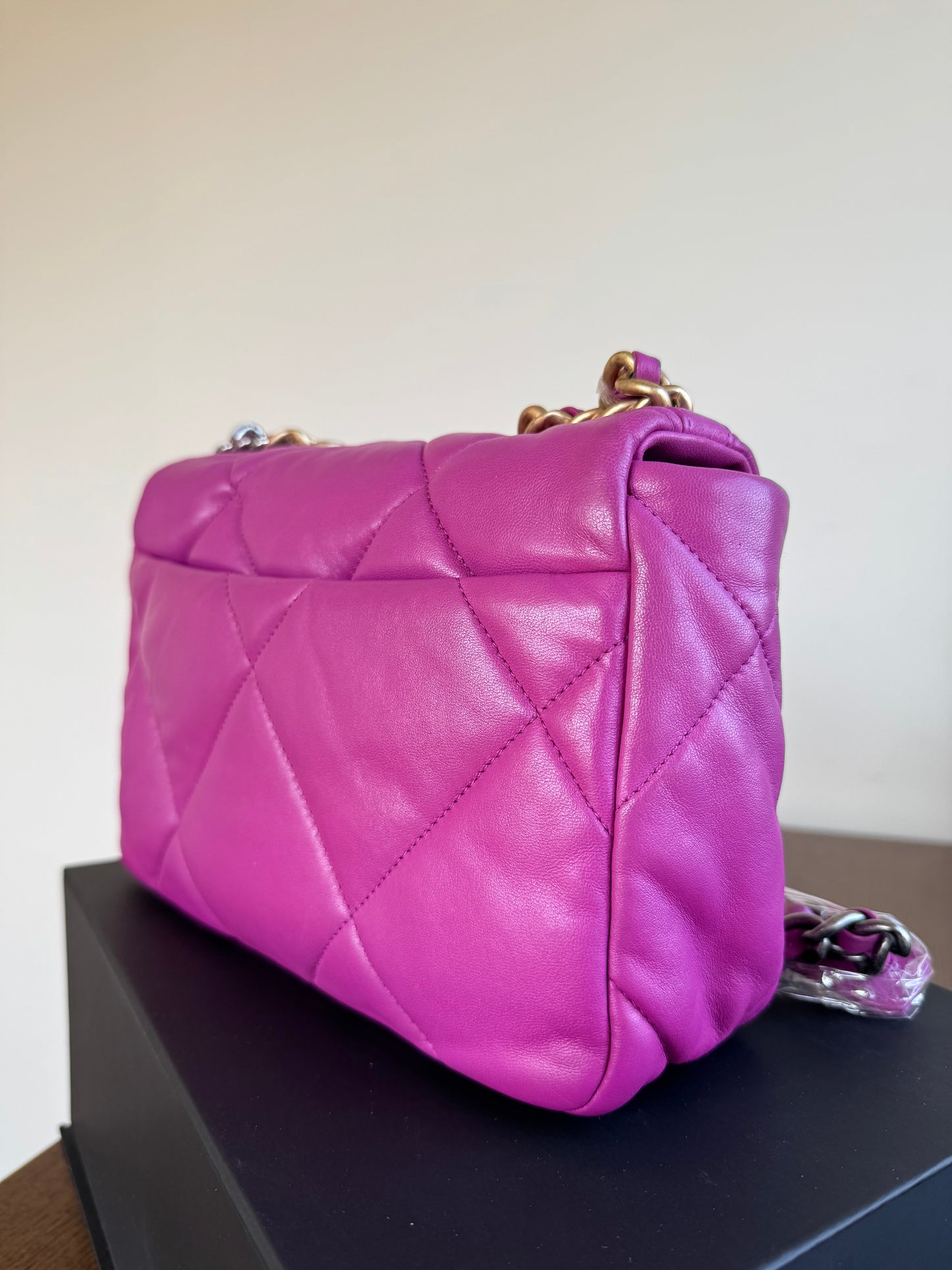 Pre-owned Chanel 19 Small Purple Lambskin Flap Bag