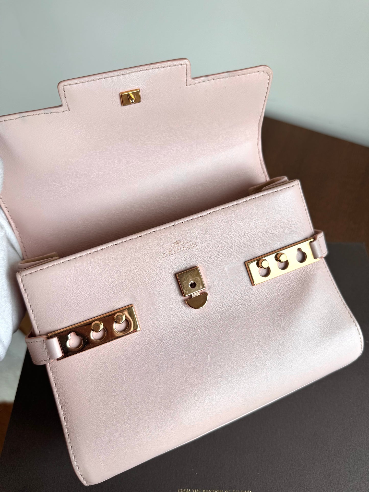 Pre-owned Delvaux Tempête PM Nude Rose Calfskin Bag