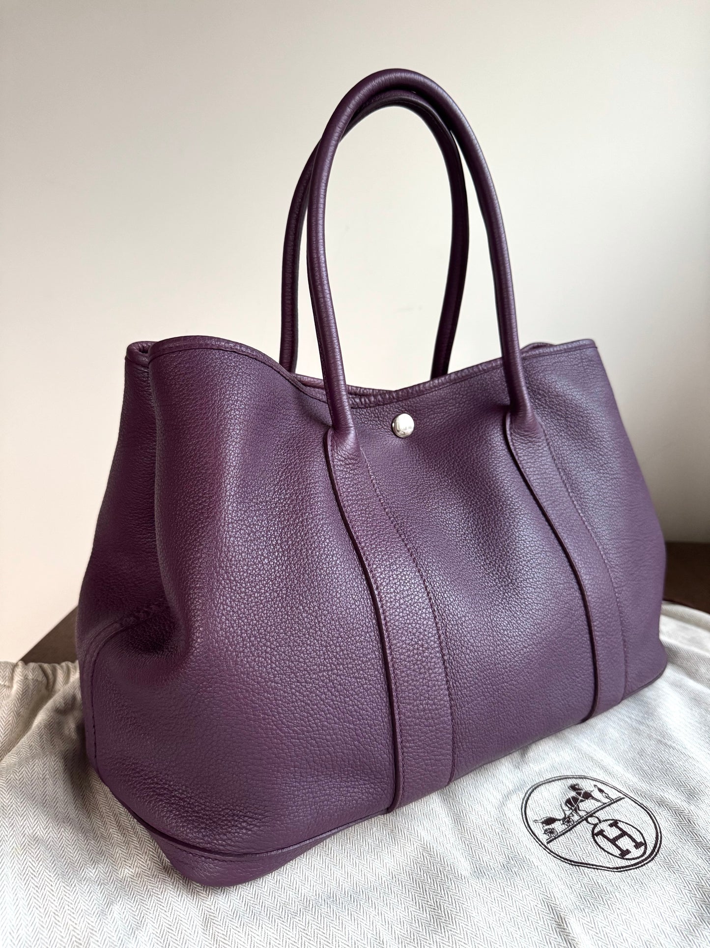 Pre-owned Hermès Garden Party 36 Purple Negonda Leather Tote Bag