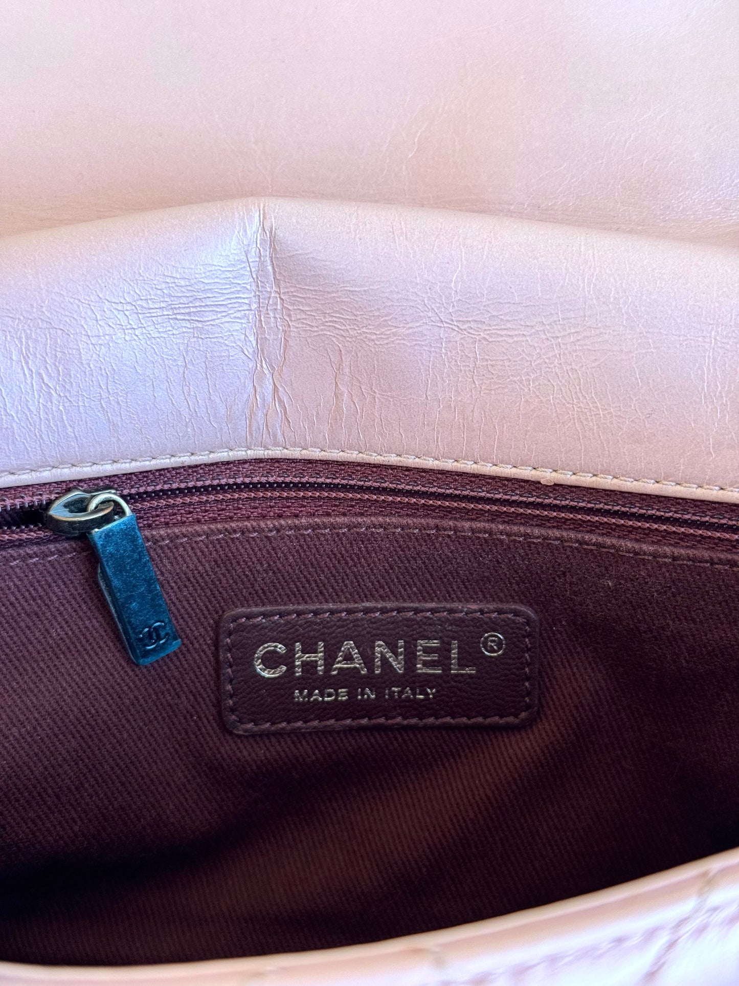 Pre-owned Chanel Coco Pleats Pink Glazed Calfskin Flap Bag