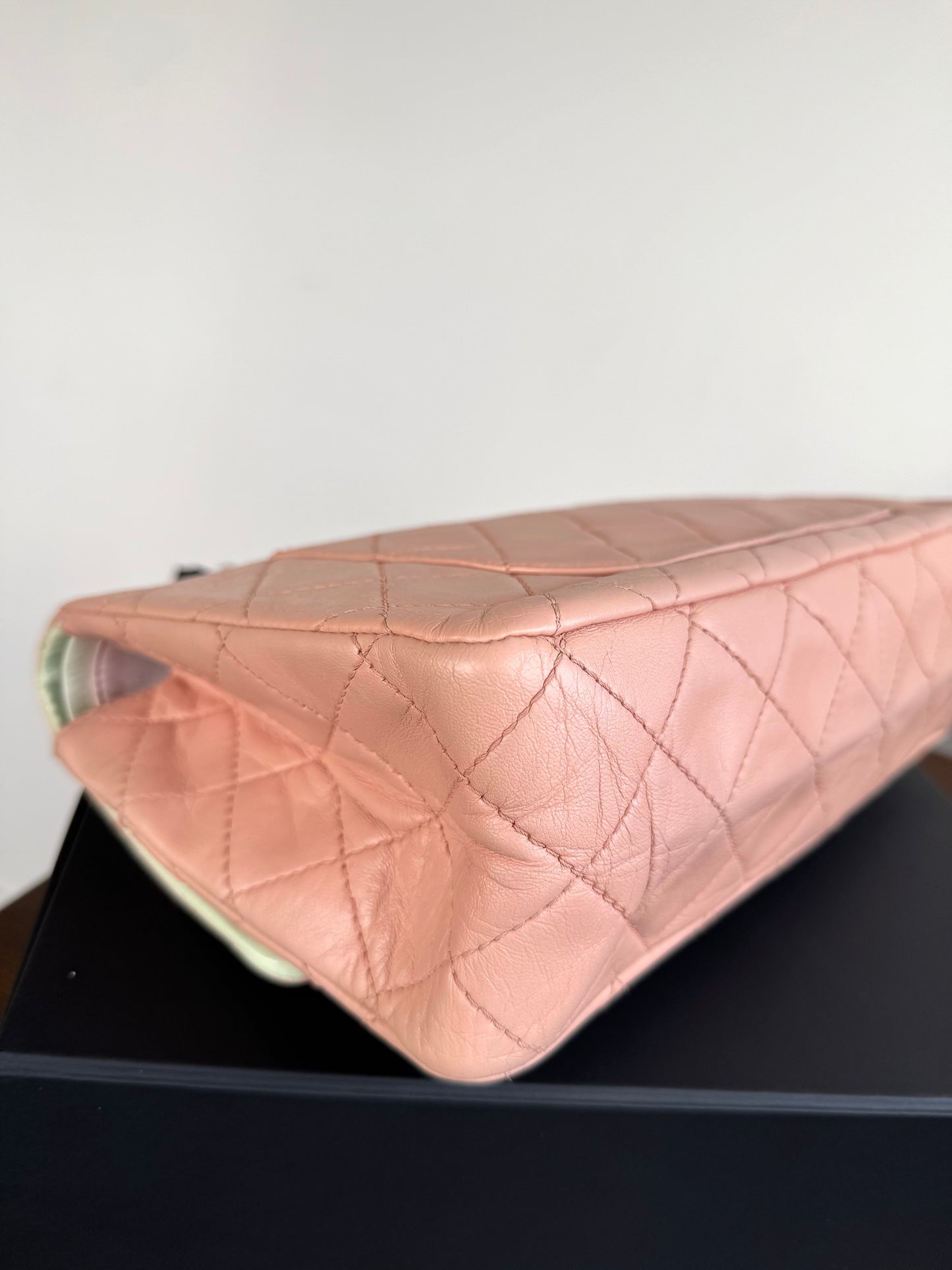 Pre-owned Chanel 2.55 Maxi 227 Rose Mint Lambskin Flap Bag