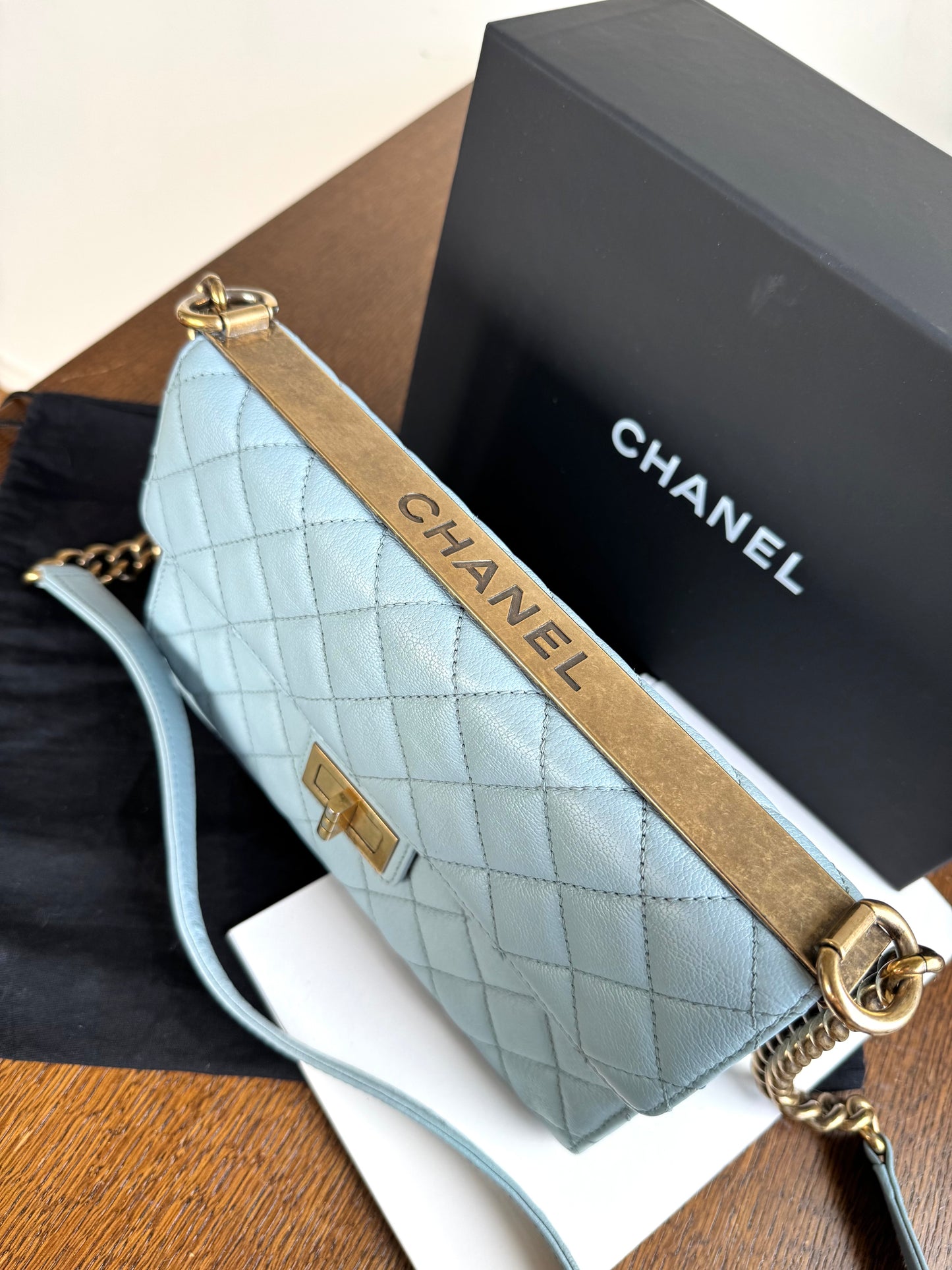 Pre-owned Chanel Trendy Reissue Mademoiselle Blue Leather Flap Bag