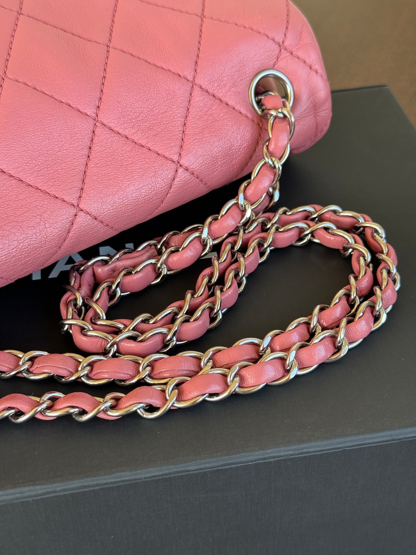 Pre-owned Chanel CC Bicolor Black Pink Medium Leather Flap Bag