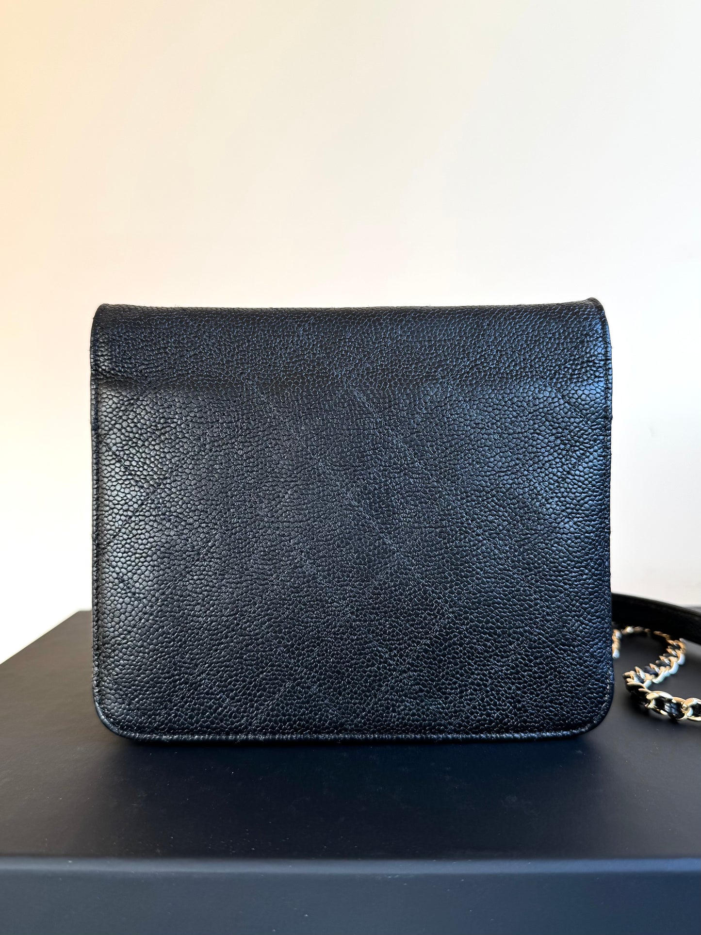Pre-owned Chanel Thread Around Black Caviar WOC Bag