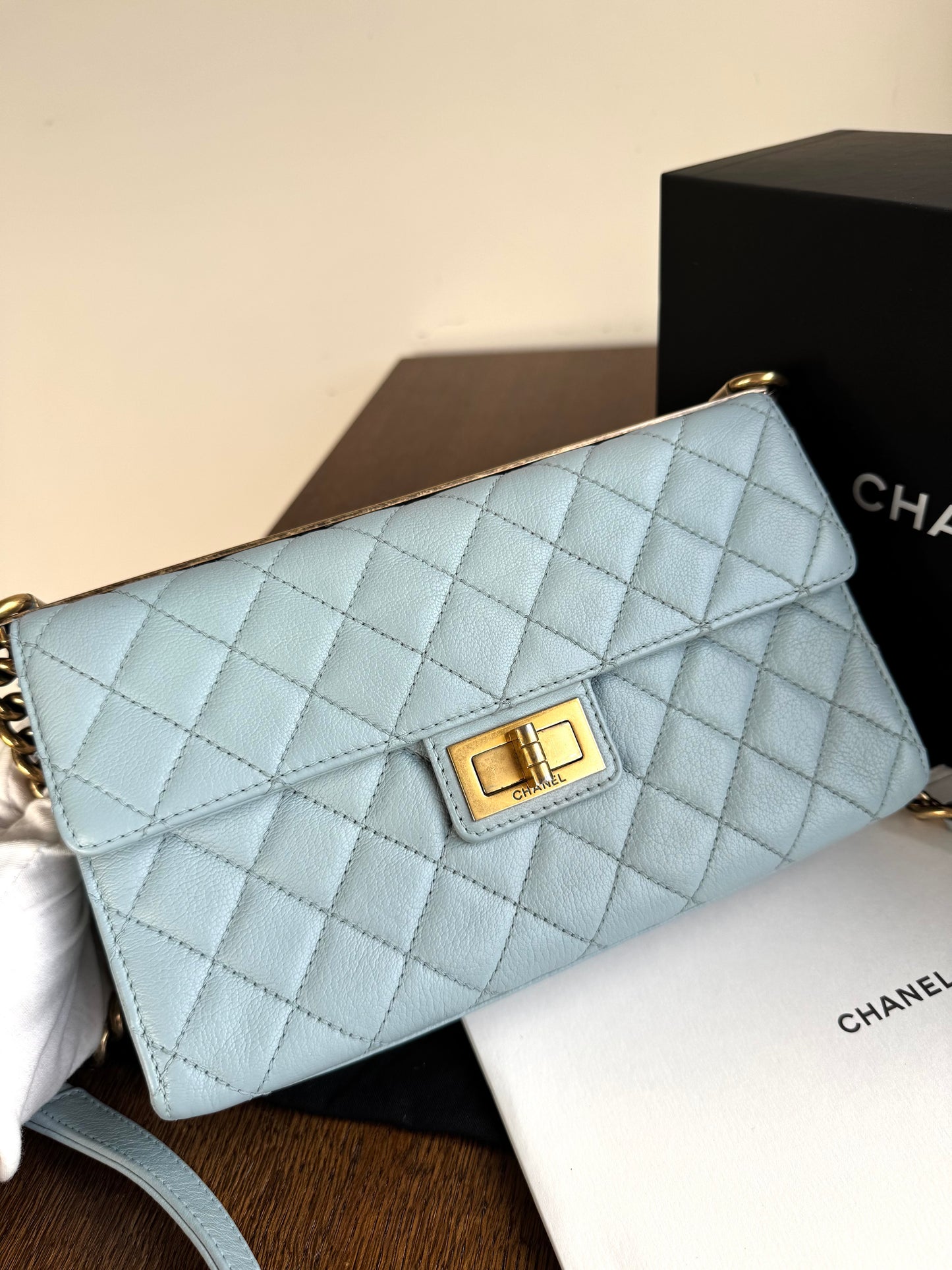 Pre-owned Chanel Trendy Reissue Mademoiselle Blue Leather Flap Bag