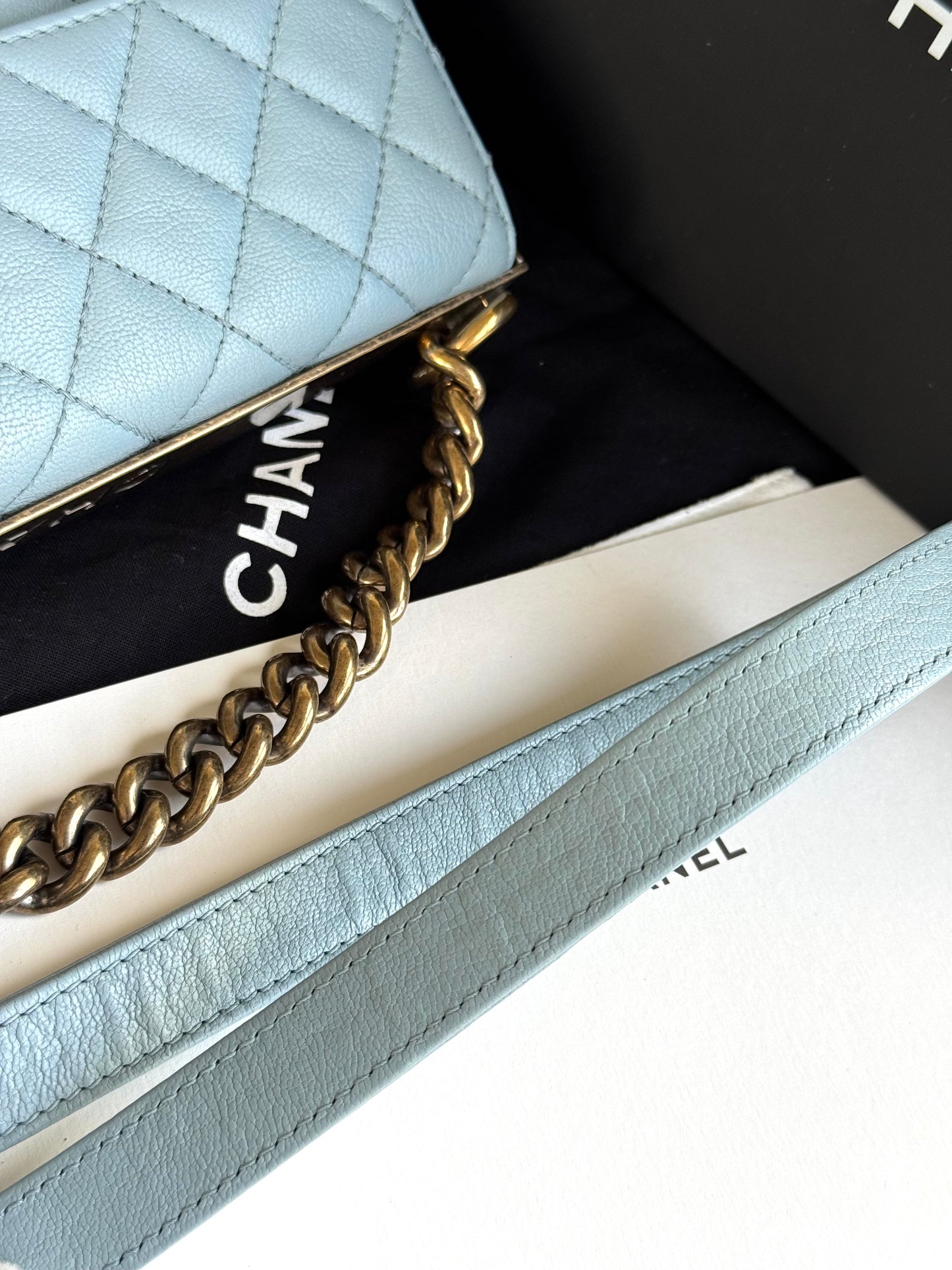 Pre-owned Chanel Trendy Reissue Mademoiselle Blue Leather Flap Bag