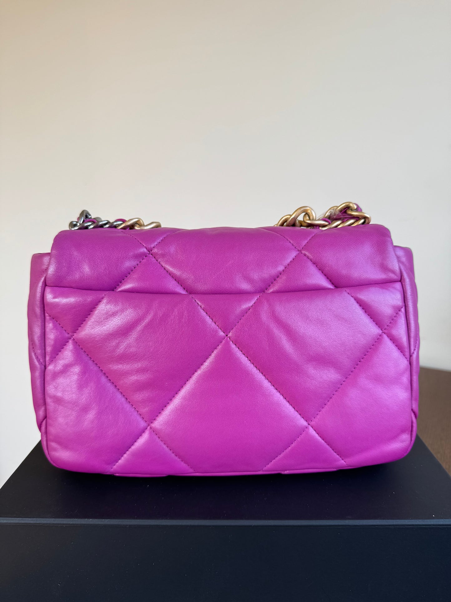 Pre-owned Chanel 19 Small Purple Lambskin Flap Bag