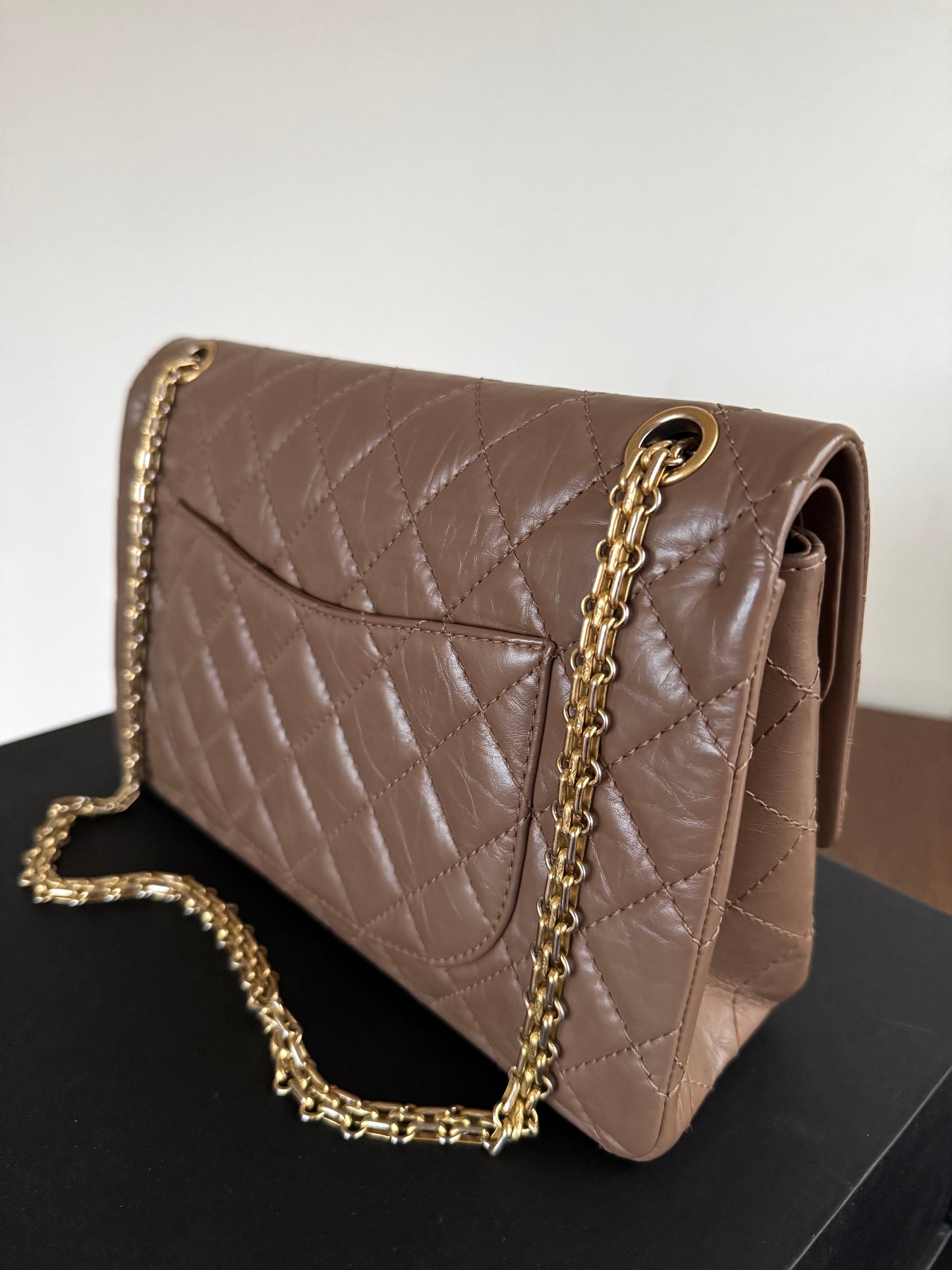 Pre-owned Chanel 2.55 Reissue Large 226 Taupe Leather Flap Bag