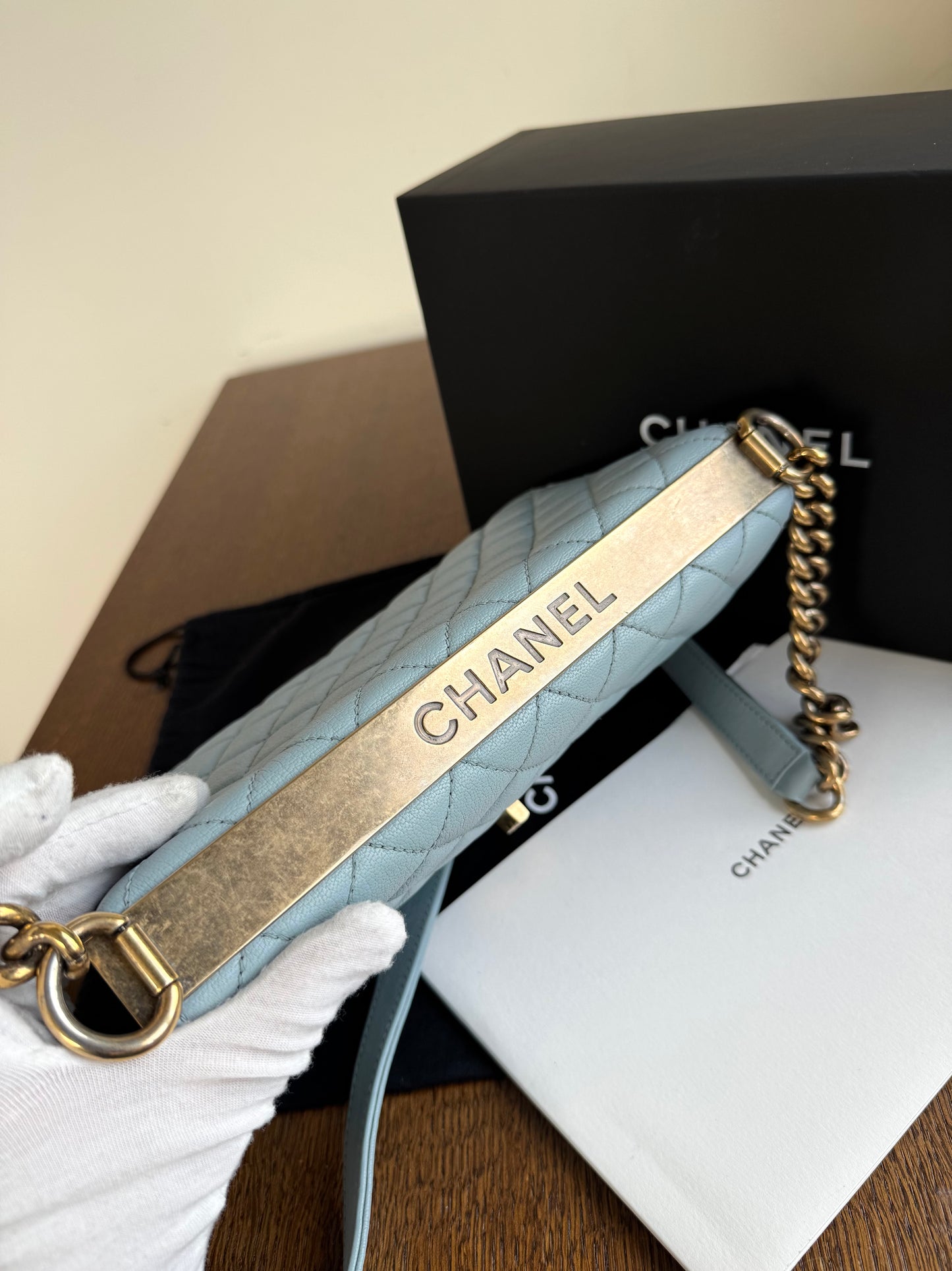 Pre-owned Chanel Trendy Reissue Mademoiselle Blue Leather Flap Bag