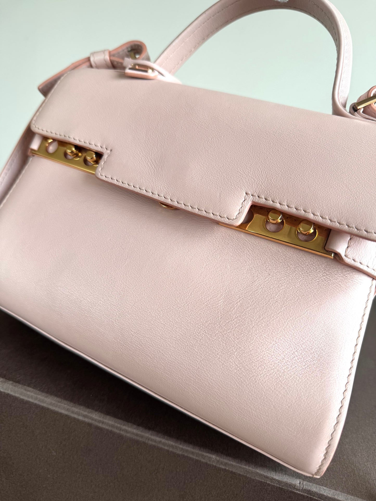 Pre-owned Delvaux Tempête PM Nude Rose Calfskin Bag