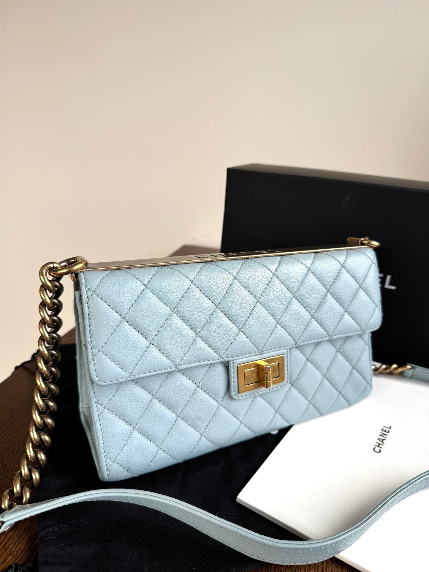 Pre-owned Chanel Trendy Reissue Mademoiselle Blue Leather Flap Bag