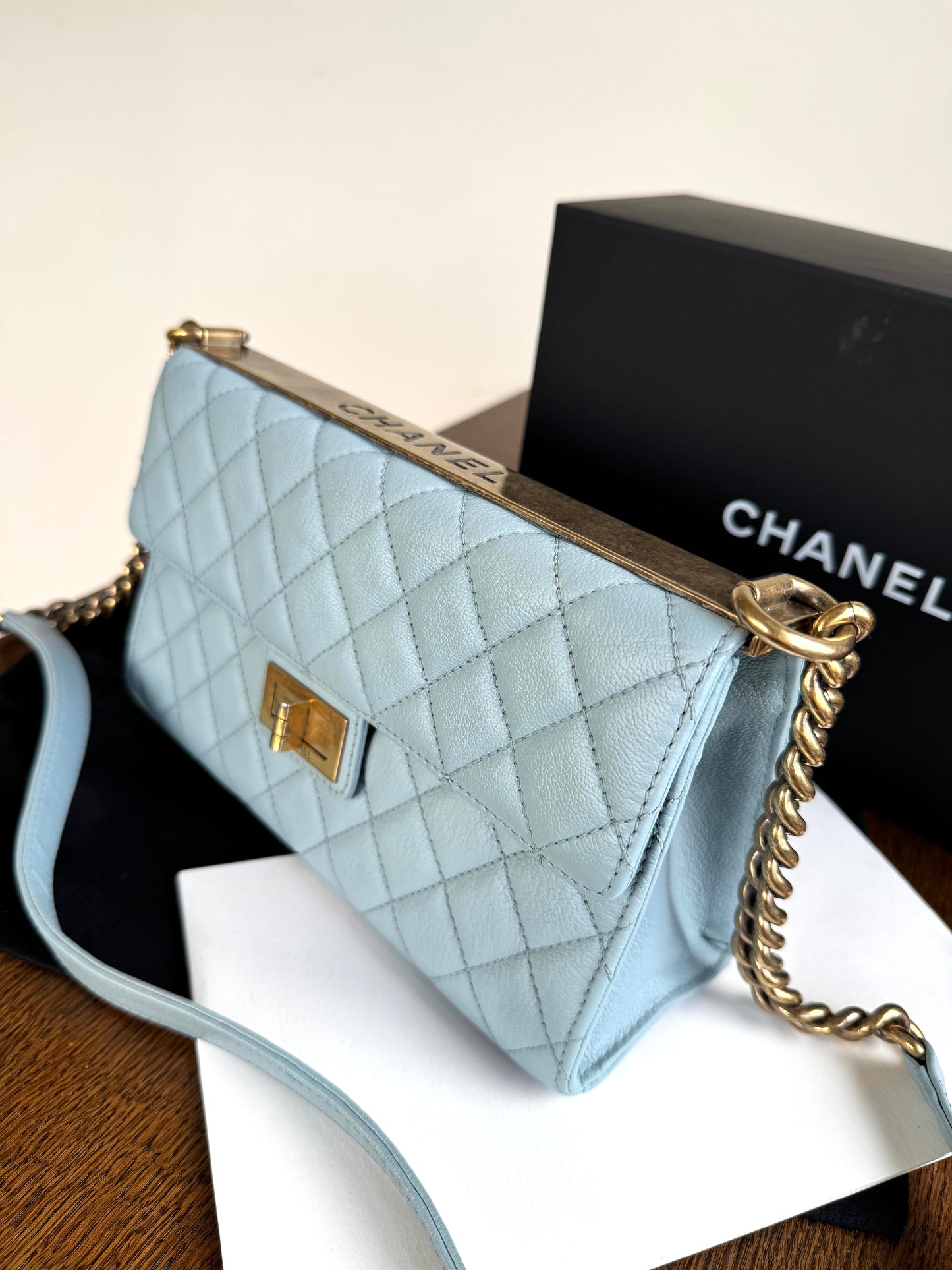 Pre-owned Chanel Trendy Reissue Mademoiselle Blue Leather Flap Bag