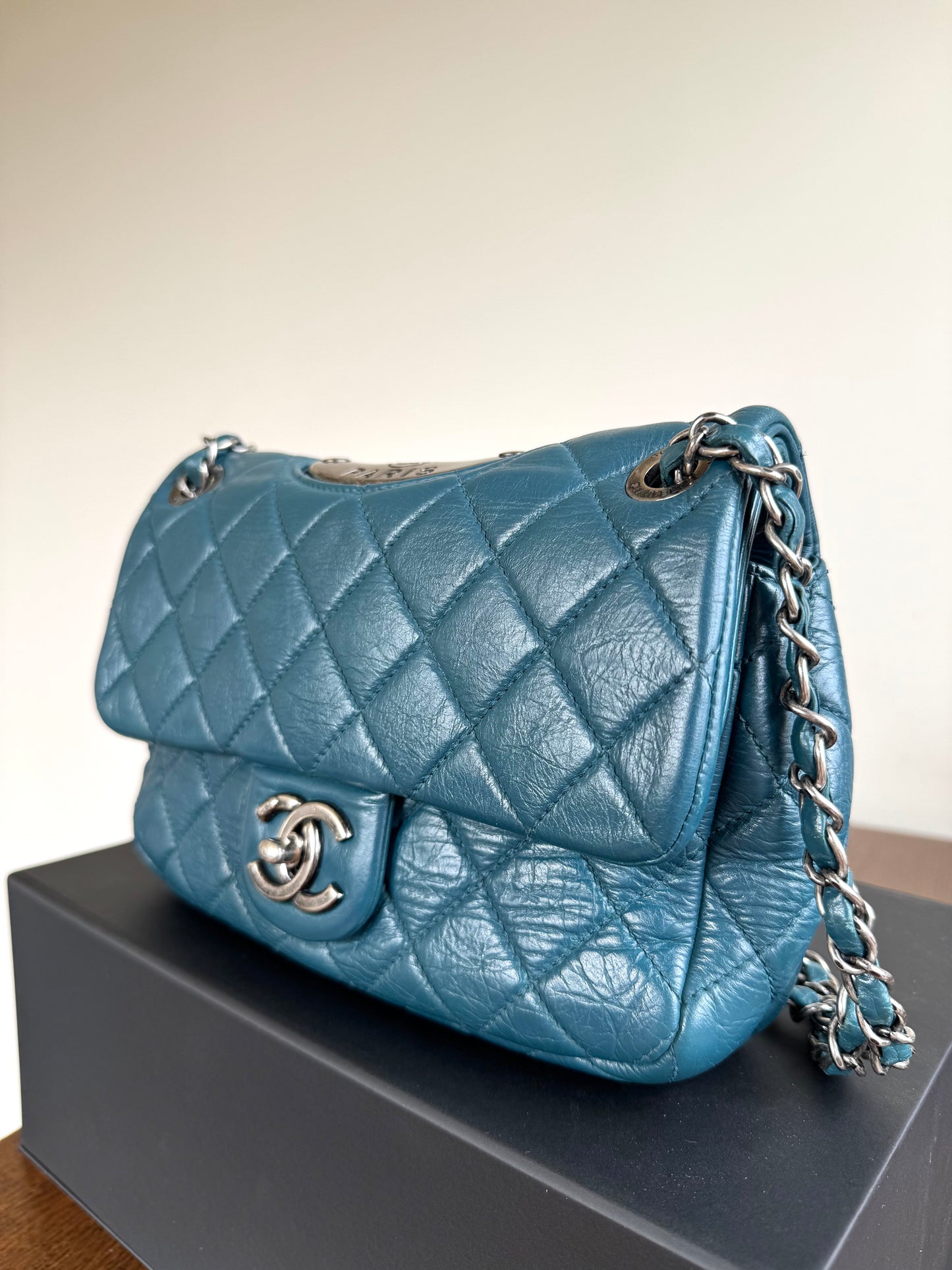 Pre-owned Chanel Paris-Dallas CC Blue Aged Calfskin Double Flap Bag