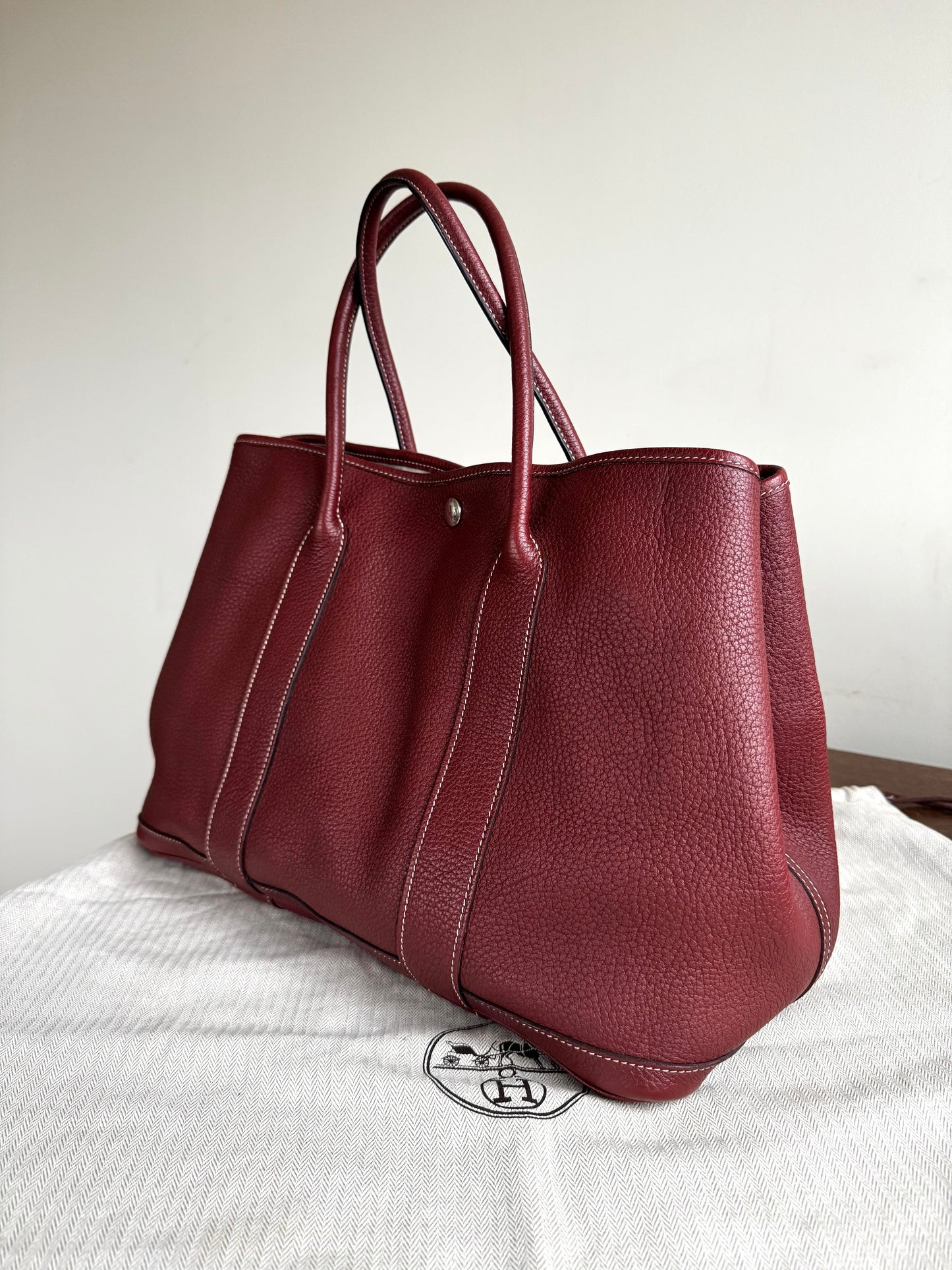 Pre-owned Hermès Garden Party 36 Burgundy Negonda Leather Tote Bag