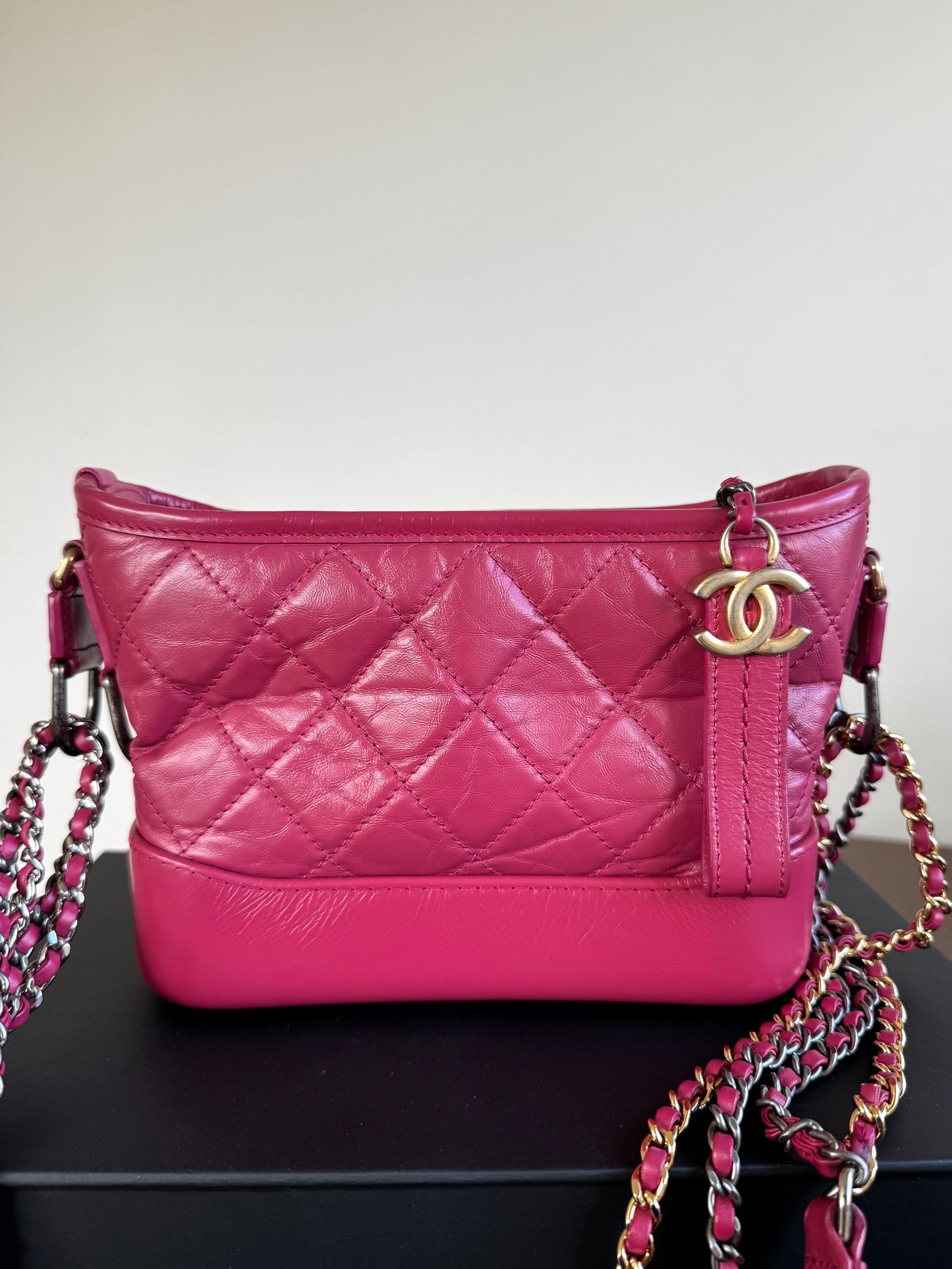 Pre-owned Chanel Gabrielle Small Rose Calfskin Hobo Bag