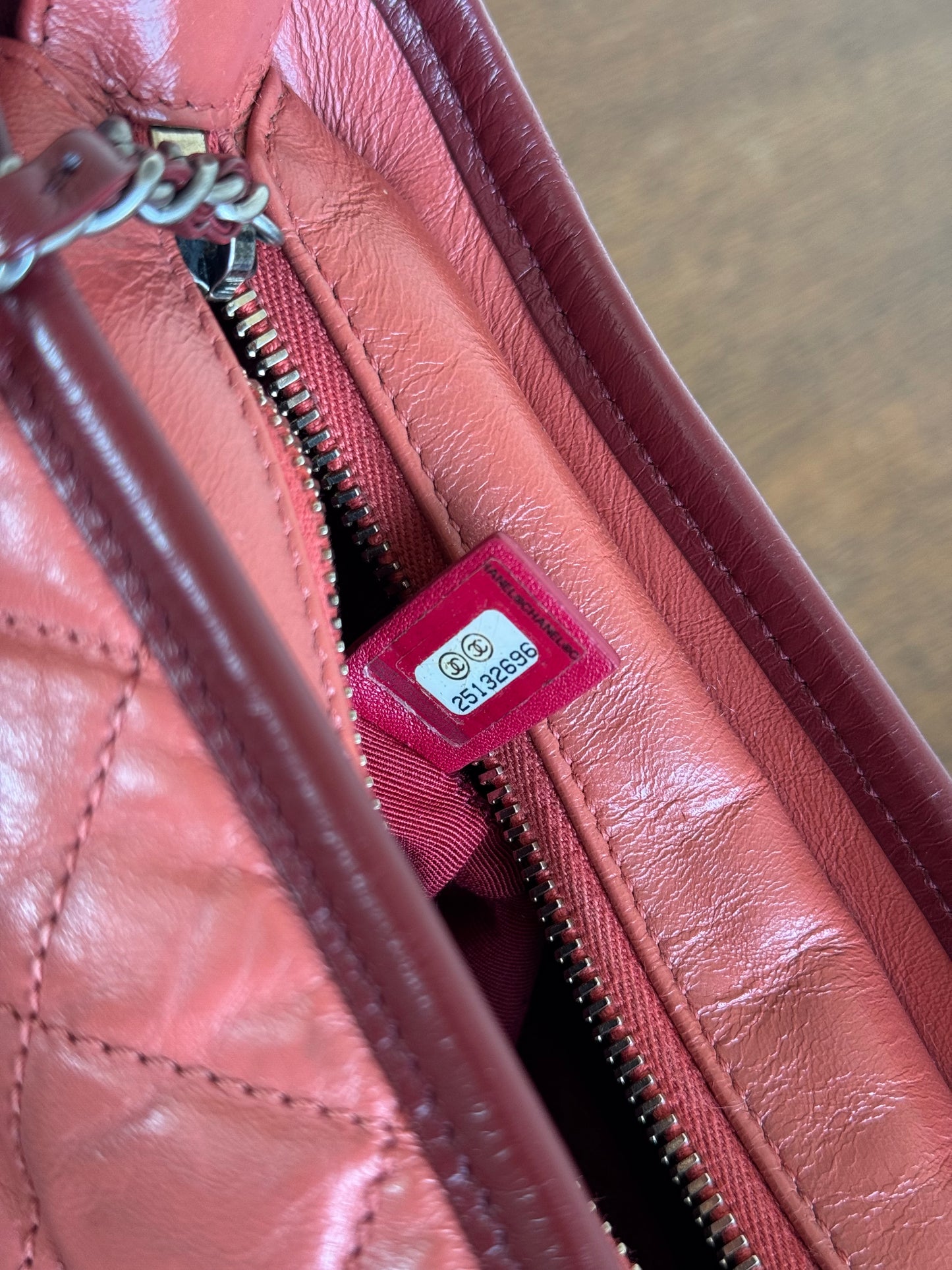 Pre-owned Chanel Gabrielle Small Brick Red Burgundy Leather Hobo Bag