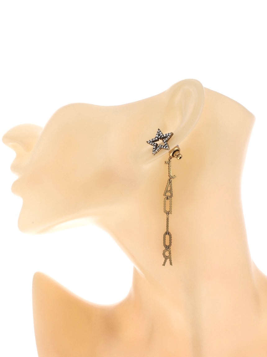 Pre-owned Dior J’Adior Star Crystal Metal Earrings