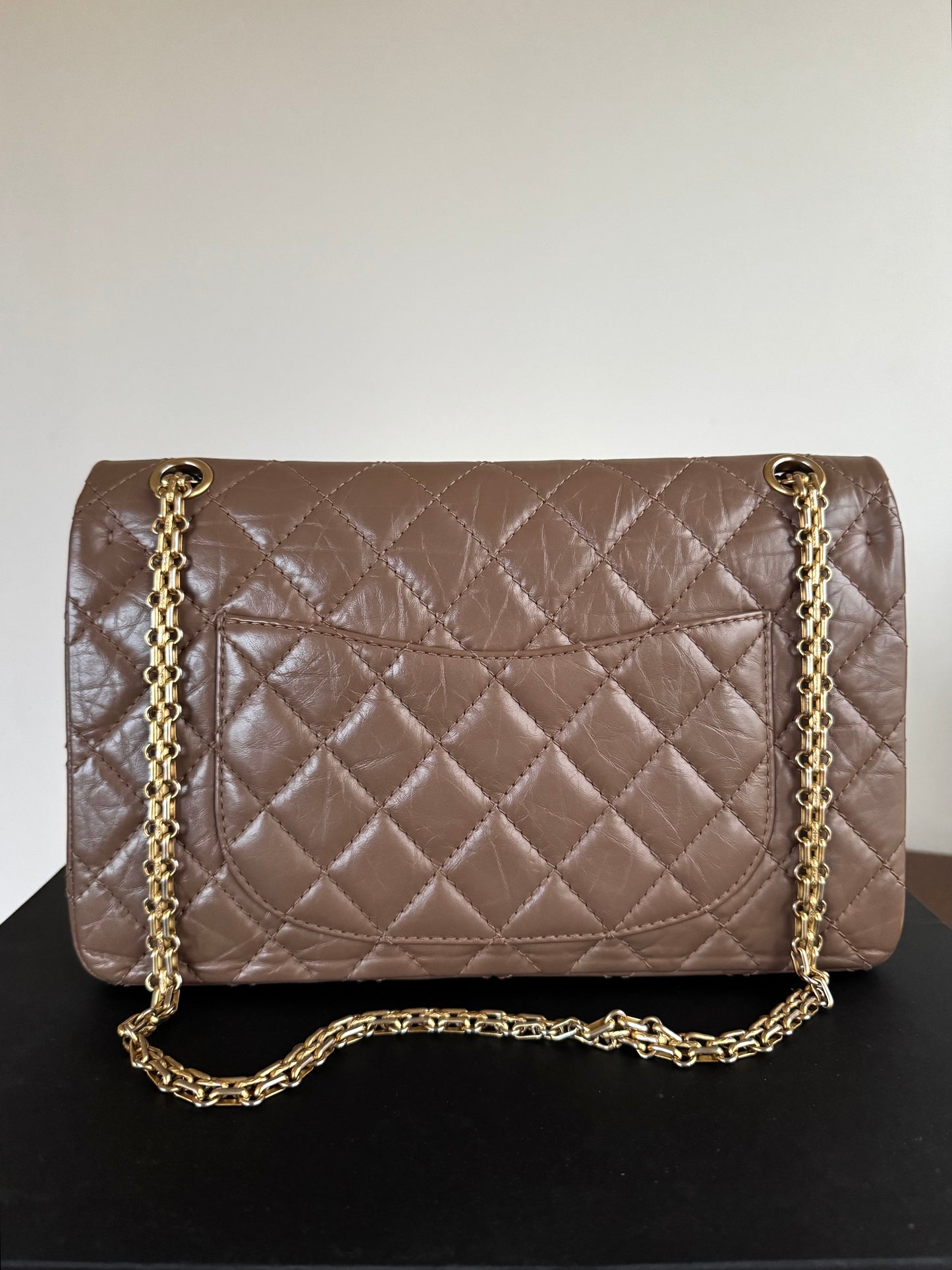 Pre-owned Chanel 2.55 Reissue Large 226 Taupe Leather Flap Bag