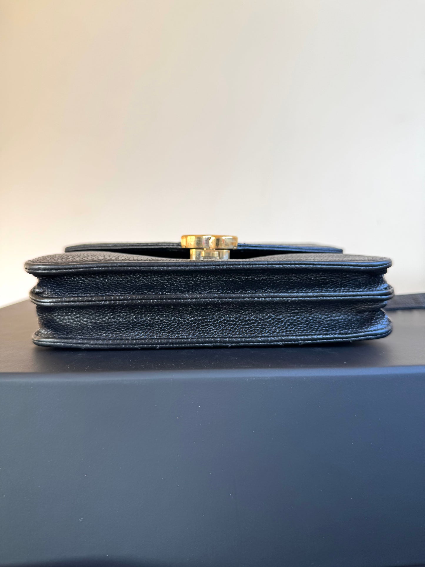 Pre-owned Chanel Thread Around Black Caviar WOC Bag