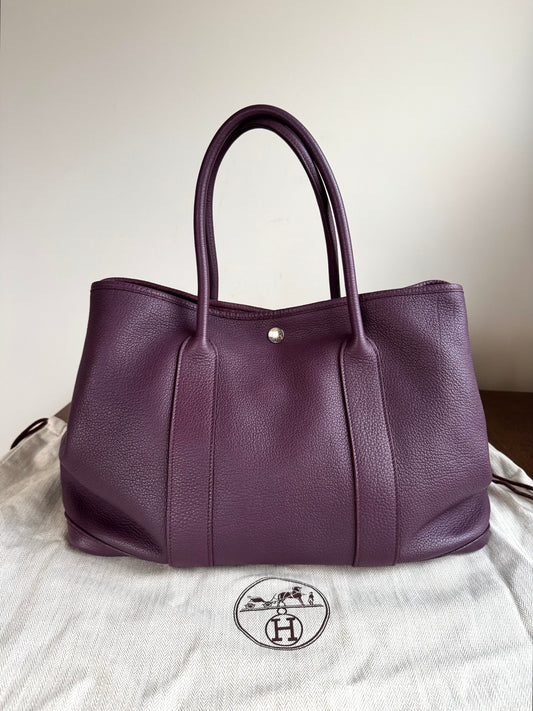 Pre-owned Hermès Garden Party 36 Purple Negonda Leather Tote Bag