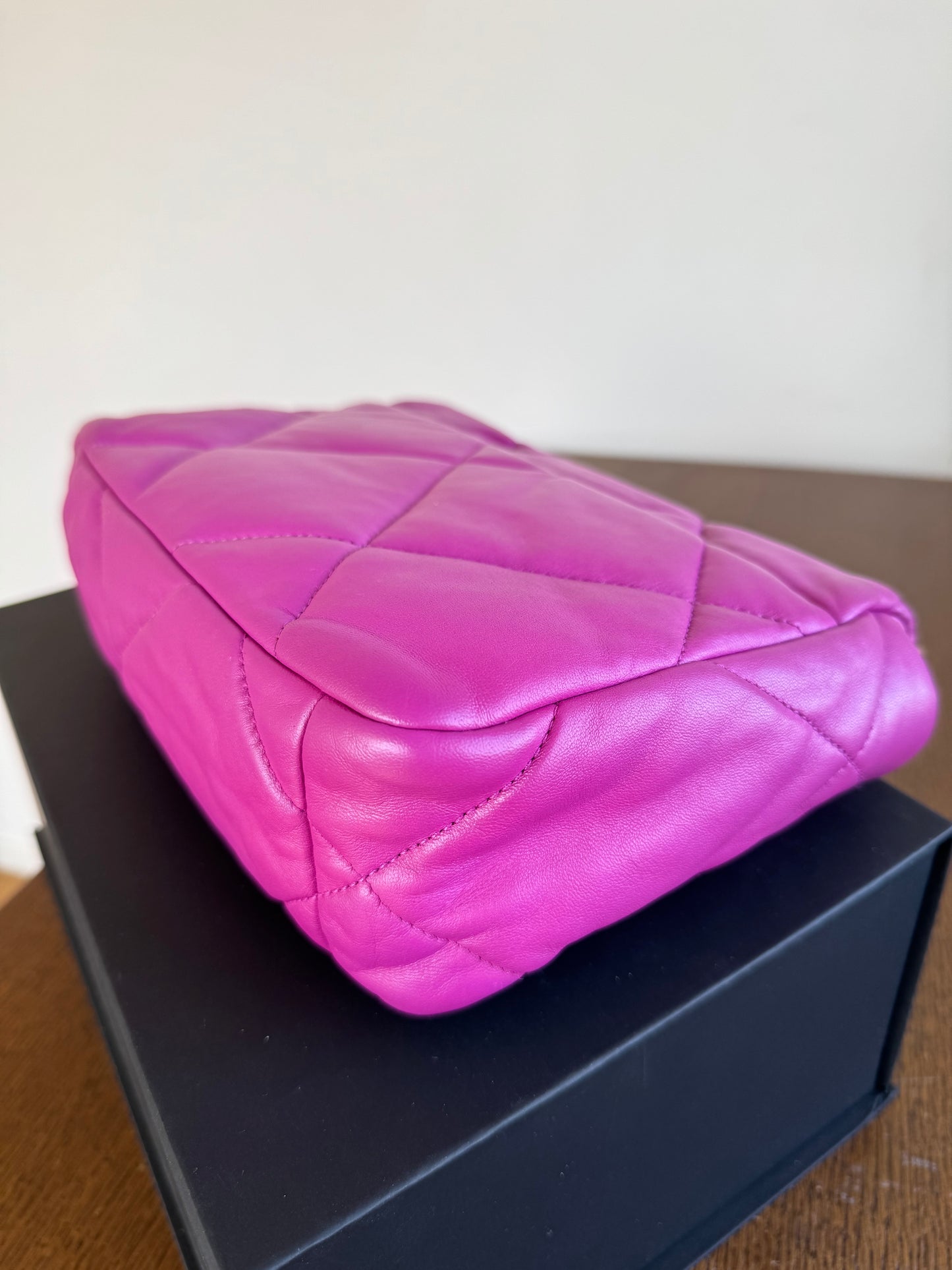 Pre-owned Chanel 19 Small Purple Lambskin Flap Bag