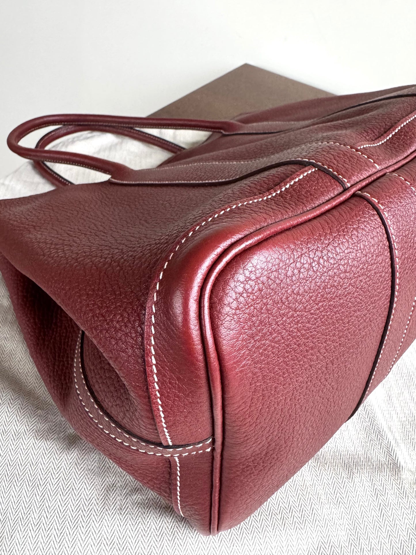 Pre-owned Hermès Garden Party 36 Burgundy Negonda Leather Tote Bag
